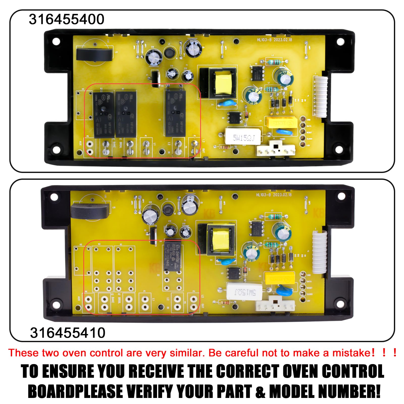 316455410 Range Oven Control Board for Electrolux Kenmore, Gas Range 7 Button Control Board Clock 5304518661 316222800
