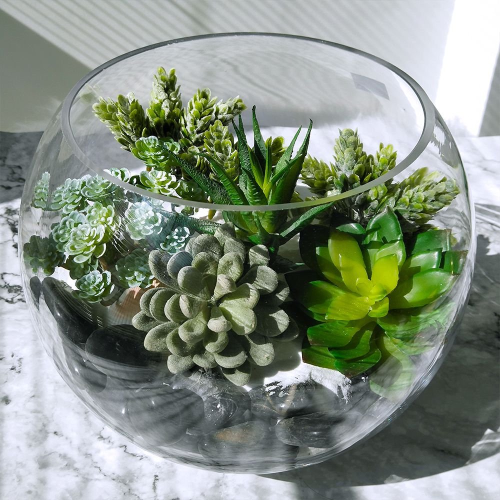 Winlyn 6 Pcs Unpotted Fake Succulents Assorted Faux Succulent in Different Green Artificial Hanging Succulents Textured Faux Succulent Pick Hanging String of Pearls Plant for Wedding Centerpieces