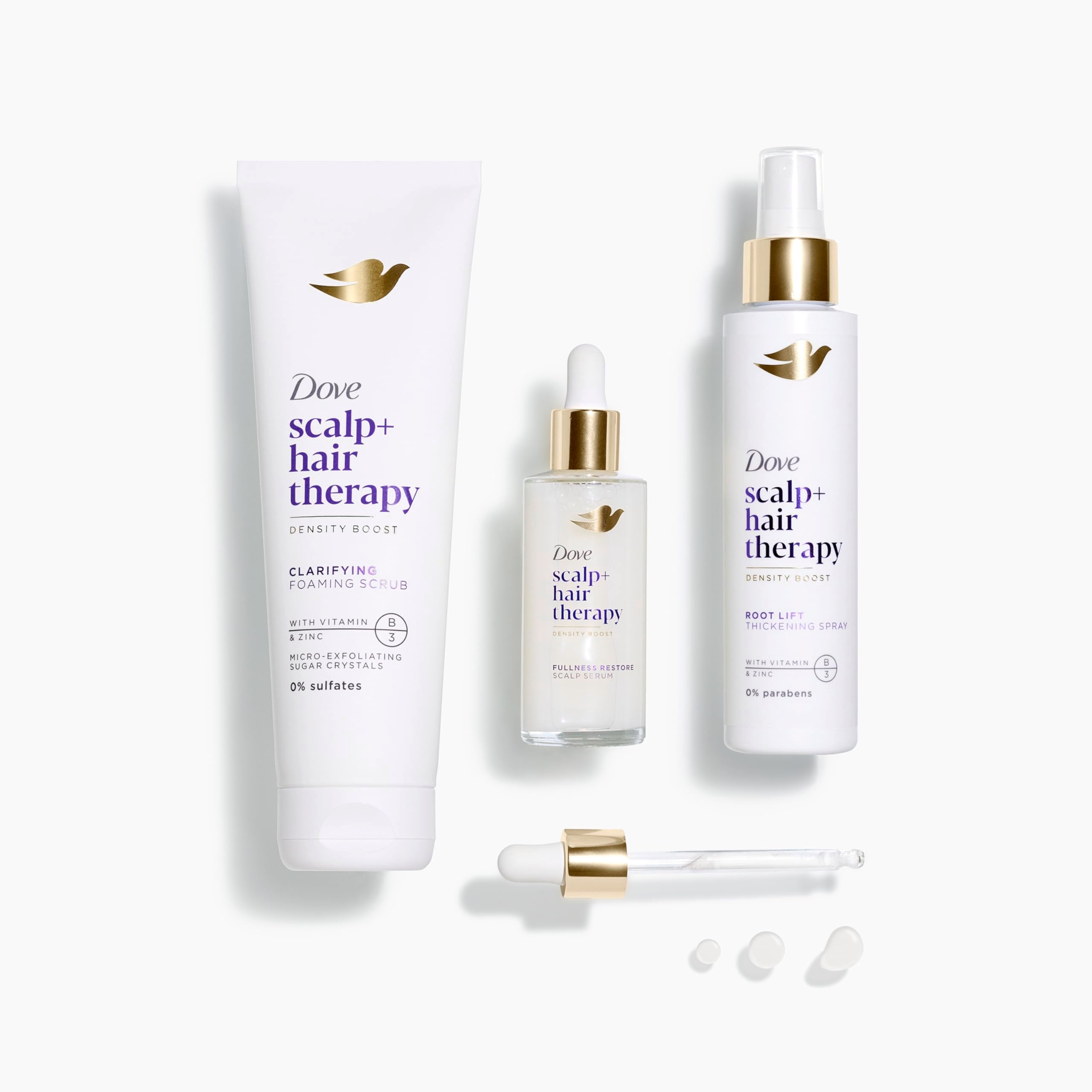Dove Density Boost Serum with Vitamin B3, Zinc and 0% Sulfates - Hair Fullness Restorer for Visibly Boosting Hair Density, 2 oz
