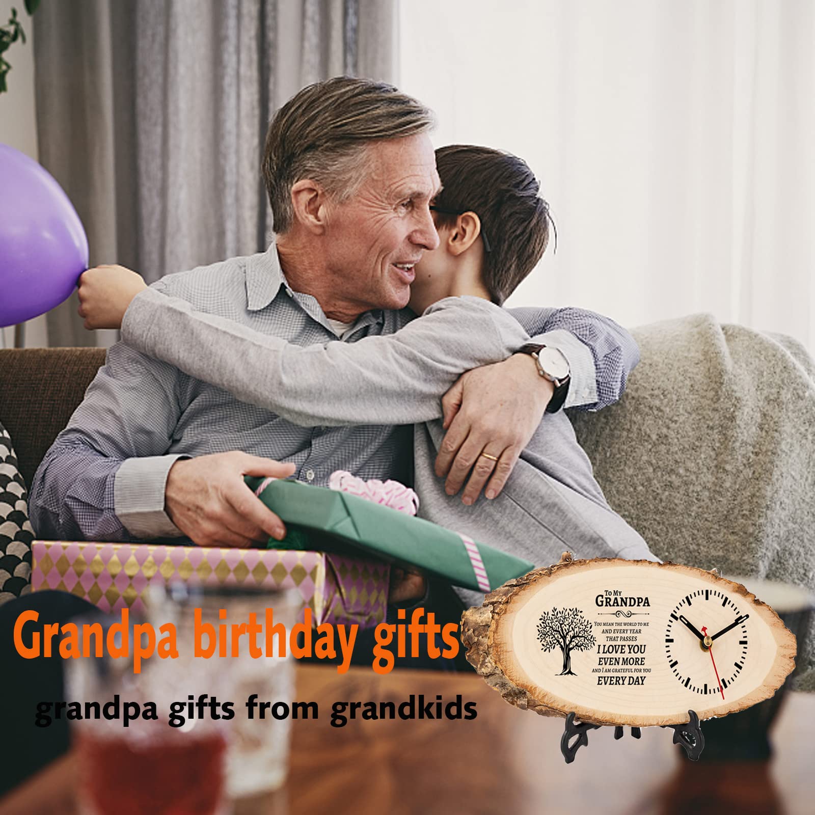 BeauGift Gifts for Grandpa Wooden Clock, Grandpa Birthday Gifts from Granddaughter, Grandpa Gifts for Birthday, Best Grandpa Ever Gifts from Grandchildren to My Grandpa Gifts