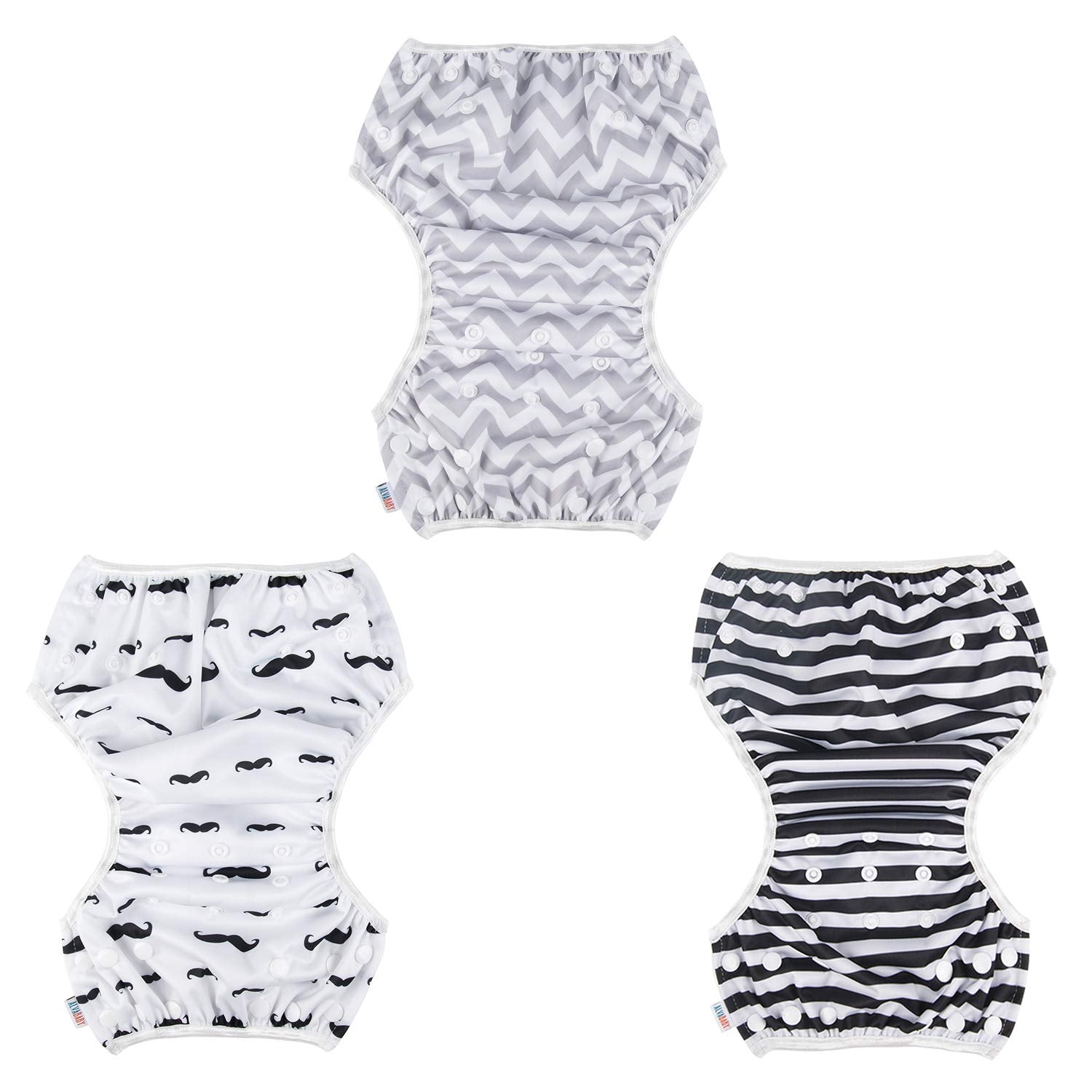 Alva Baby Swim Diapers 3pcs Reuseable Washable & Adjustable for Swimming Lesson & 0-2 Years Baby Boy Girl 3SWY01
