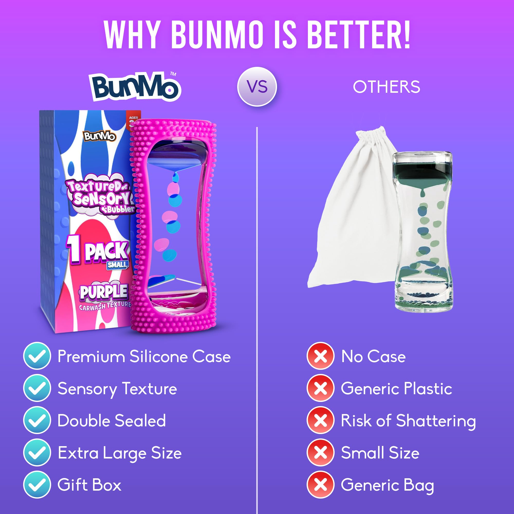 BUNMO Liquid Motion Bubbler Sensory Toys - Sensory Stocking Stuffers for Kids - Purple Liquid Motion Bubbler Sensory Toys - Sensory Stocking Stuffers for Kids - Rainbow