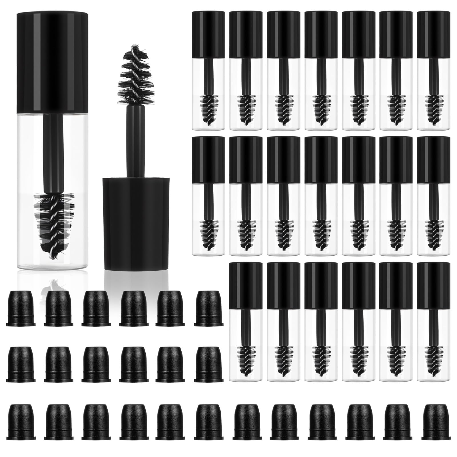 JIEYAO 27Pcs Empty Mascara Tube with Eyelash Wand, 3ml Mini Empty Mascara Bottles Mini Eyelash Cream Container Travel Containers Eyelashes Growth packing Tube for Home and Travel