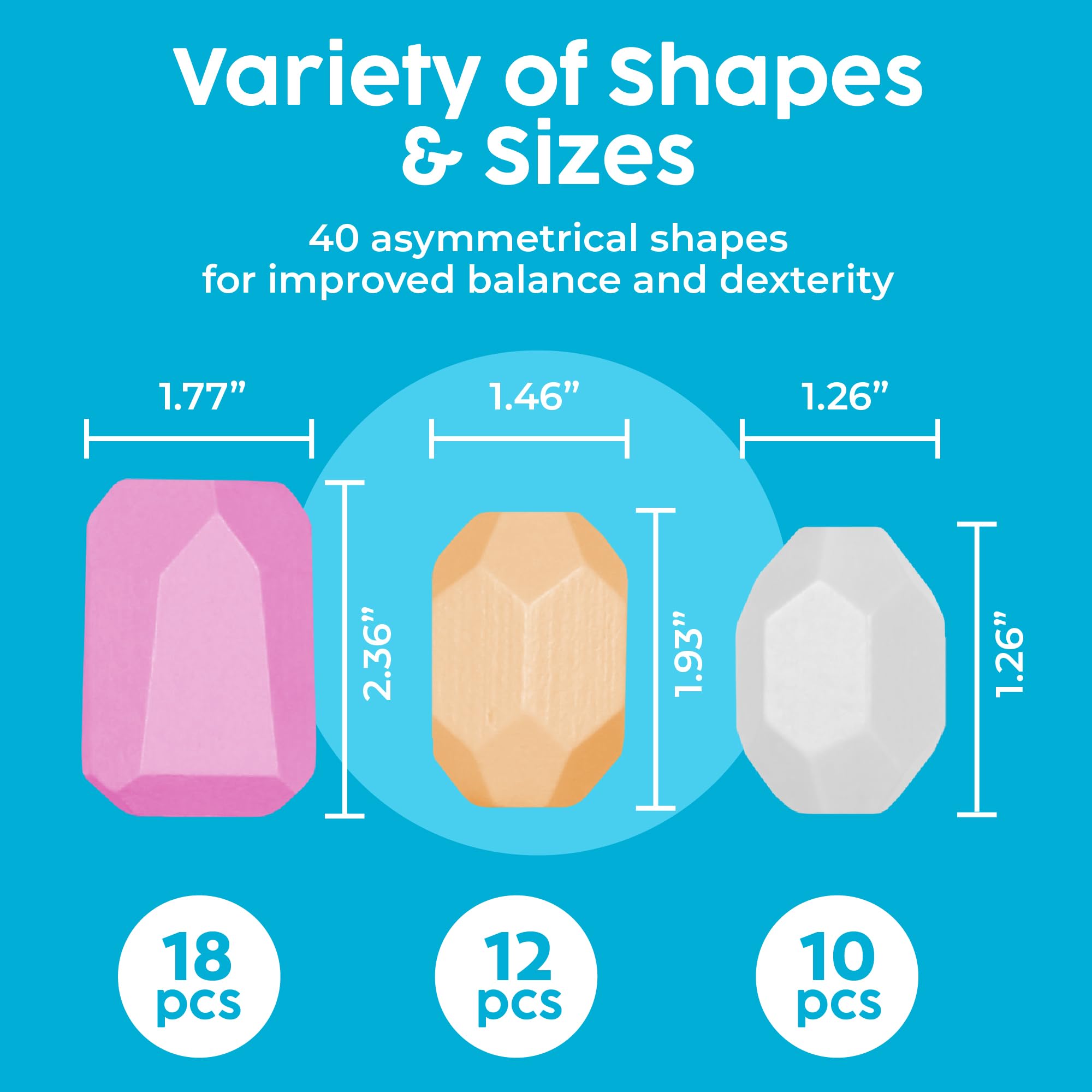 BUNMO 40pcs Wooden Stacking Toys - Montessori Educational Blocks for Toddlers, Non-Toxic, Safe, and Durable for Kids’ Creative Play and Learning