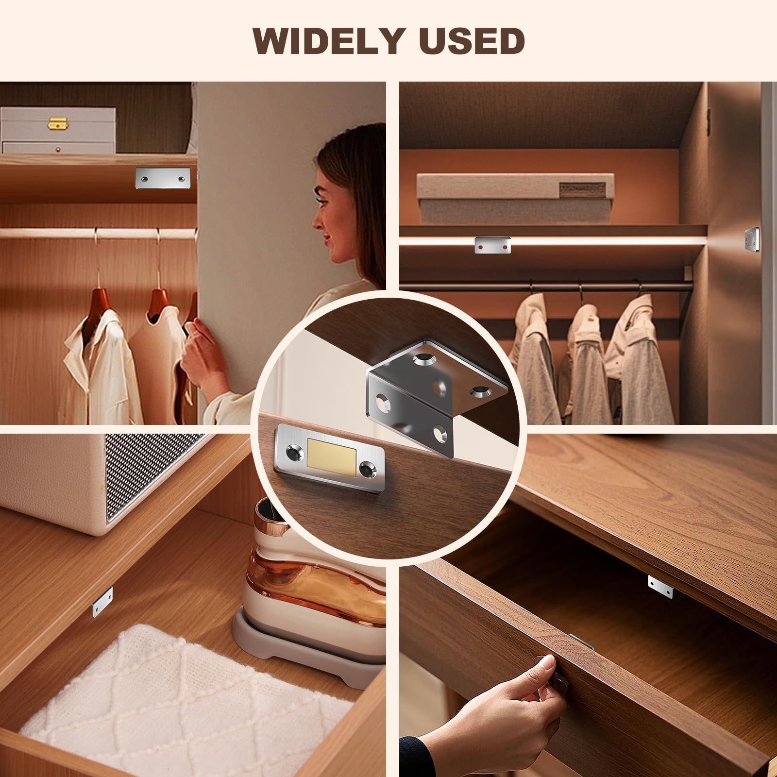 PHIXBEAR Strong Invisible Magnetic Cabinet Door Catch with Pro+ Adhesive, 6 Sets L-Shaped Pro Adhesive Magnets, Easy Install for Kitchen & Closet