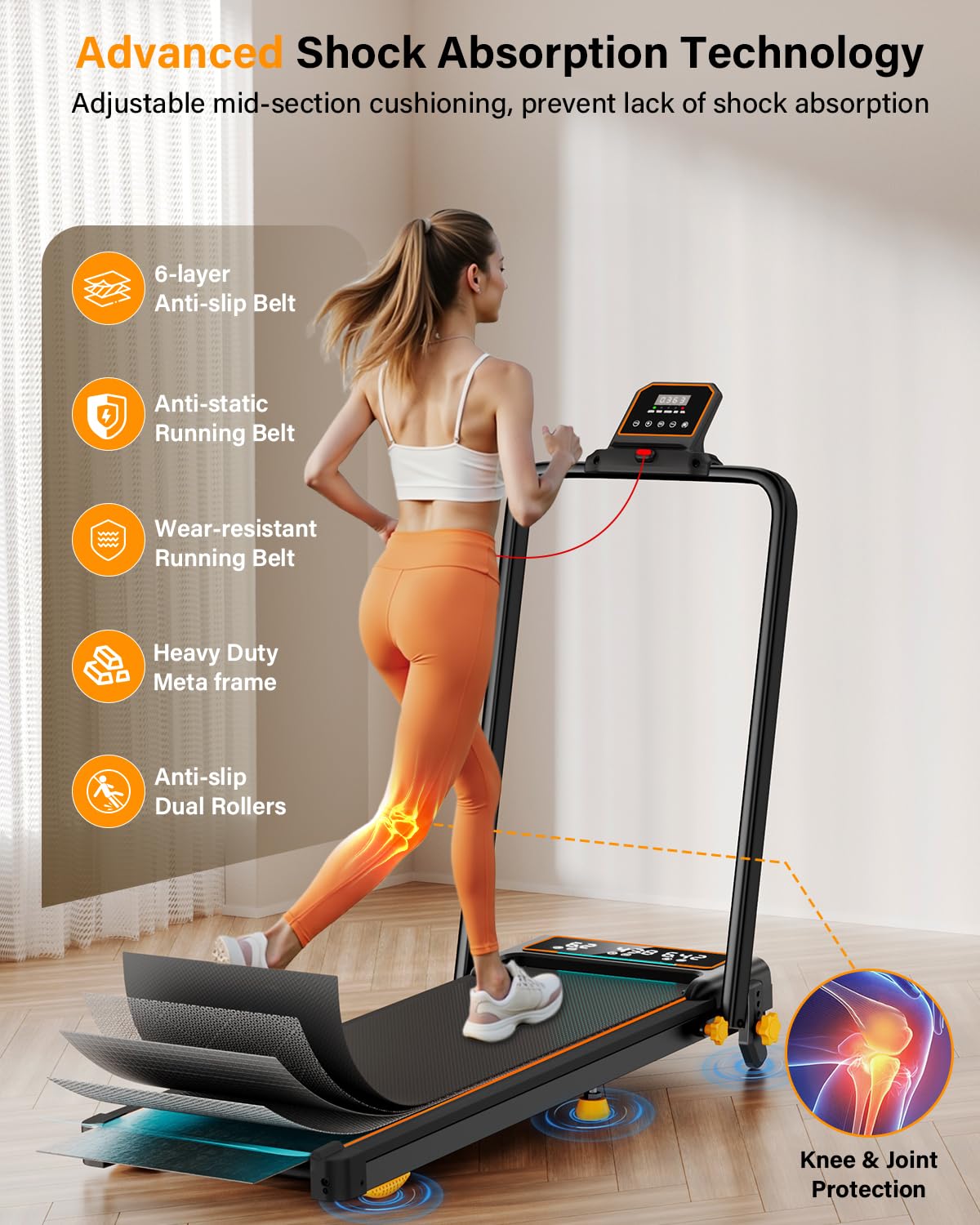 Treadmill Walking Pad with 12% Incline/Handle Bar/2 LED Display, 3.5HP Portable Treadmills for Home Small, Foldable Walking Pad Treadmill 350+lb Capacity, Smart App, 4 Adjustable Incline, RGB Light
