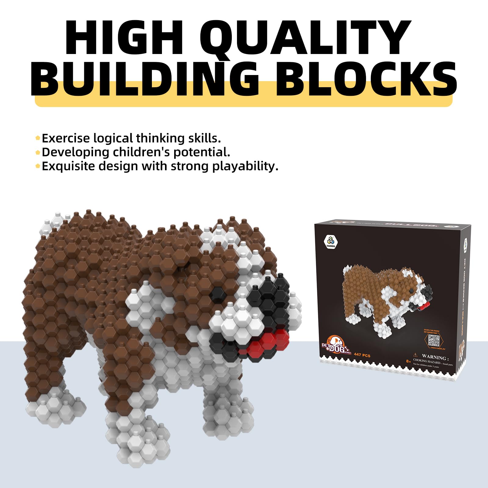 KADELE Cute Dog Building Animal Sets, Extremely Challenging STEM Building Blocks Decor for Adults Kids, Micro 3D Educational Toys for Boys Girls Ages 8 and Up,Bulldog