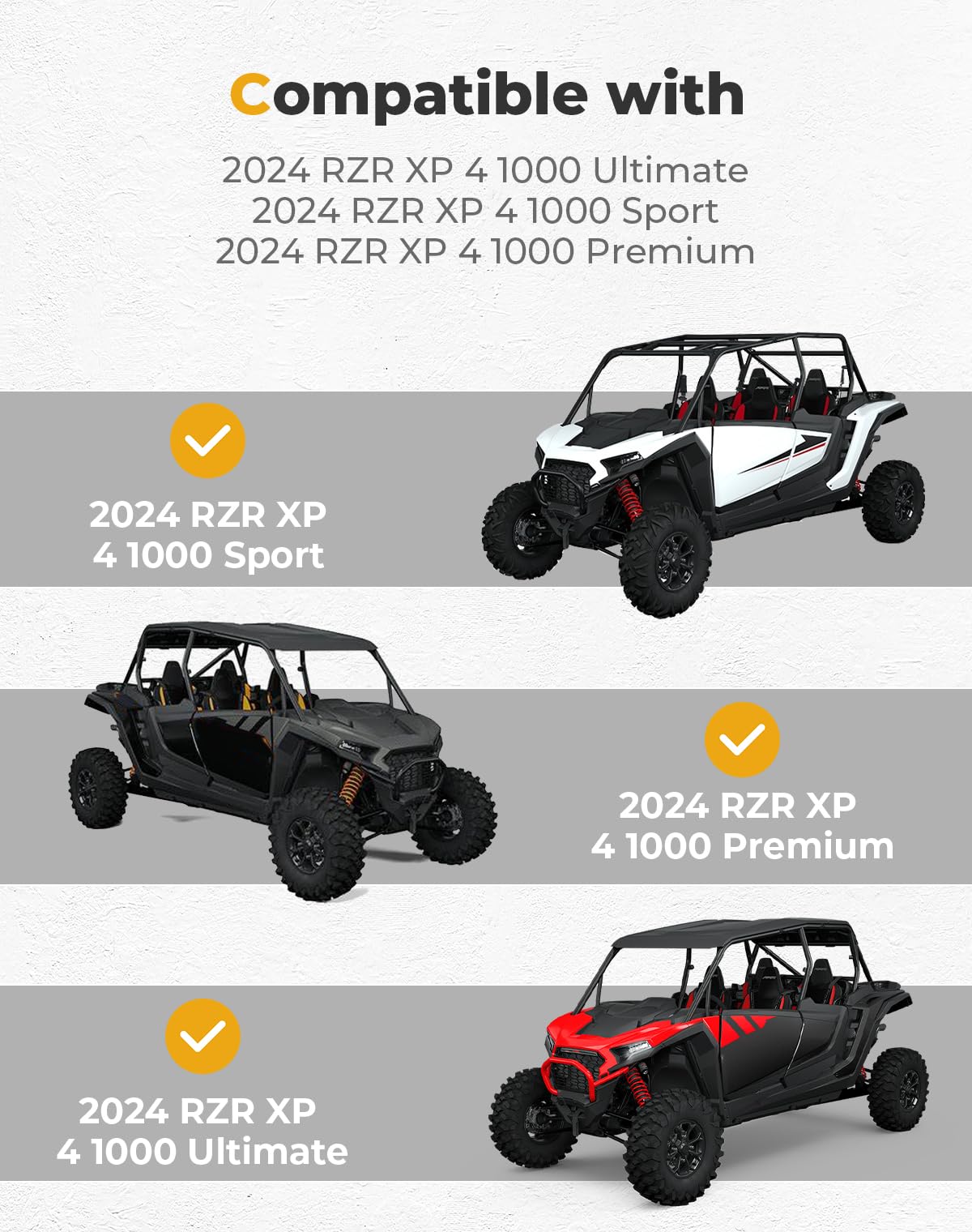 KEMIMOTO 2024/2025+ Window Mesh Net 4 Seater XP 1000 Side Soft Windshield Compatible with 2024/2025+ Polaris RZR XP 4 1000 Mesh Window Sun Shade Net UTV window mesh