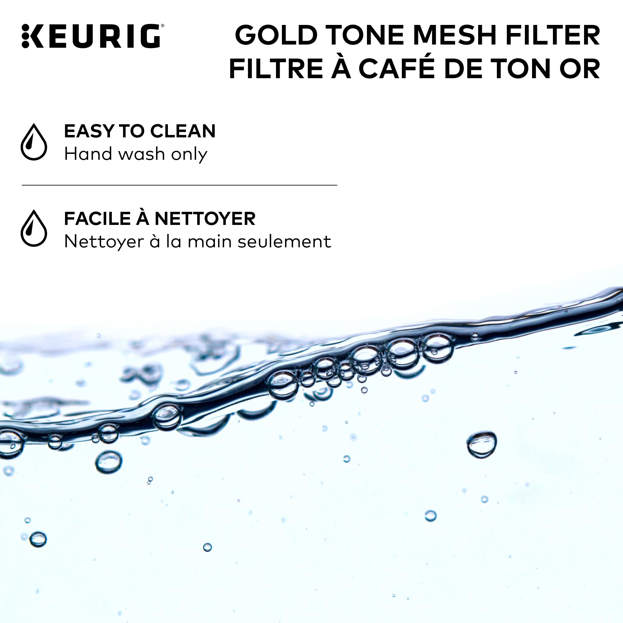 Keurig Reusable Mesh Ground Coffee Filter, Compatible with K-Duo Essentials and K-Duo Brewers only, Eco-Friendly Way to Brew a Carafe, Gold Tone Mesh