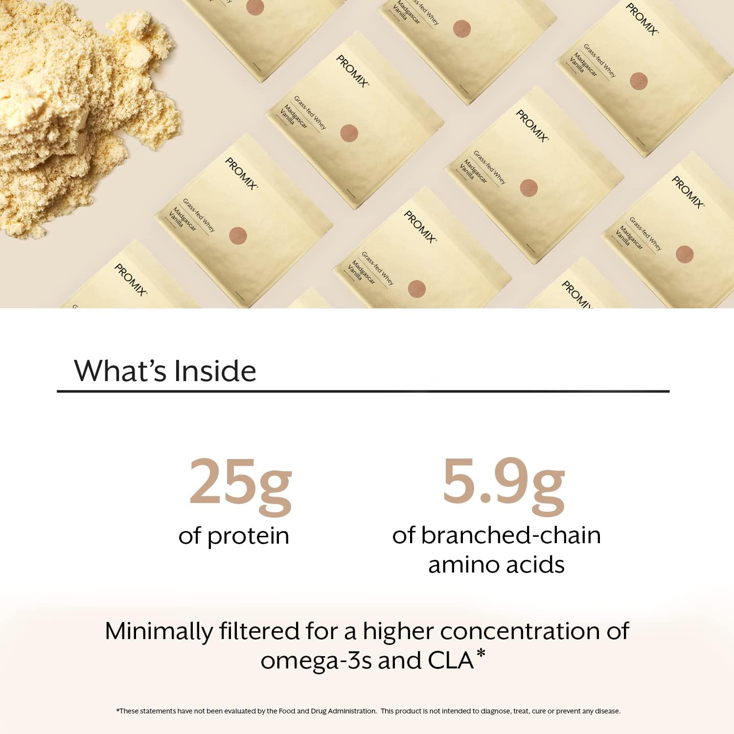 Promix Whey Protein Powder, Vanilla - 2.5lb Bulk - Grass-Fed & 100% All Natural - Post Workout Fitness & Nutrition Shakes, Smoothies, Baking & Cooking Recipes - Gluten-Free & Keto-Friendly