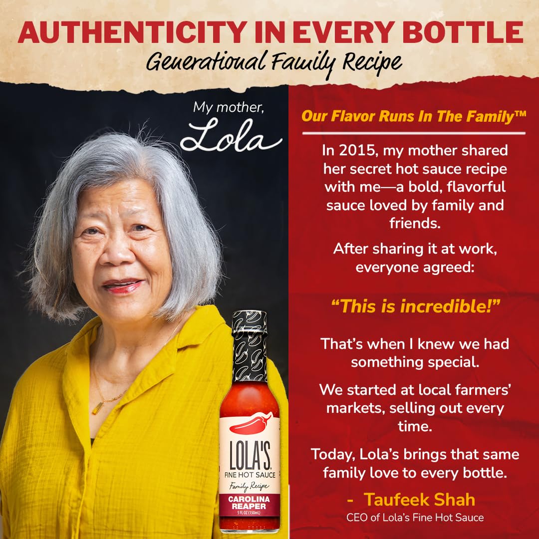 Lola’s Carolina Reaper Hot Sauce | Made with Red Jalapenos & Carolina Reaper Peppers | 0 Calories, 0g Fat, Low Sodium | All-Natural, Keto, Gluten-Free | 5 Fl Oz (Pack of 1)