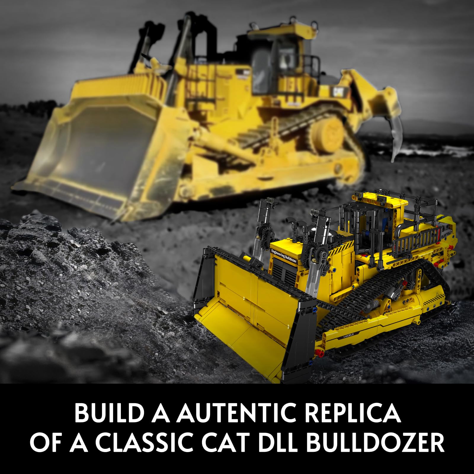Mould King Bulldozer Technique Building Set, App-Controlled 2.4G RC Bulldozer Truck Construction Vehicle Toys with Engines, DIY Engineering Model Sets for Adults/14+(1508 Pieces)