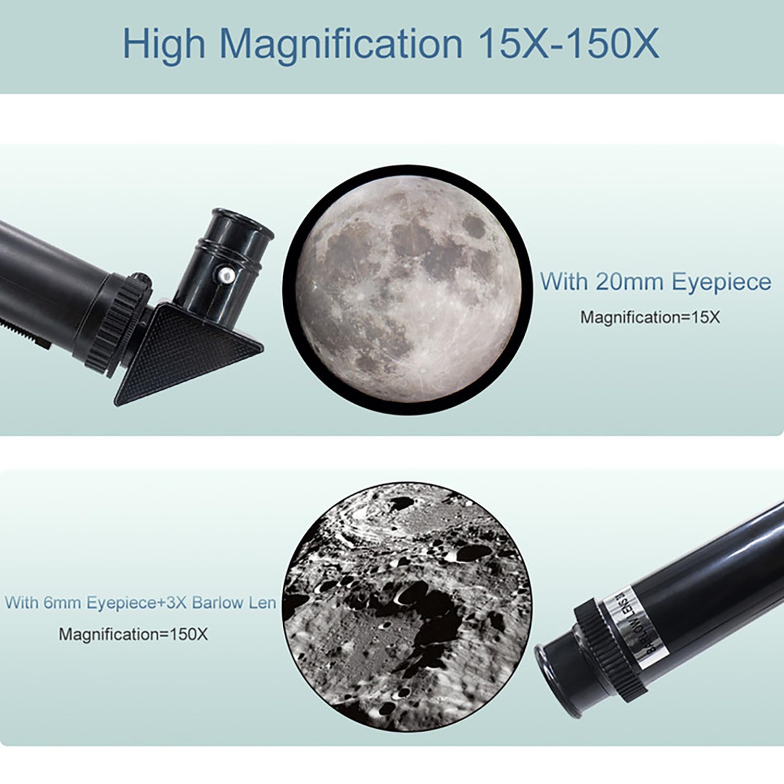 Telescope for Adults & Kids, 70mm Aperture Refractor Telescopes (15X-150X) for Astronomy Beginners, Portable Travel Telescope with Phone Adapter & Wireless Remote, Astronomy Gifts for Kids BLACK
