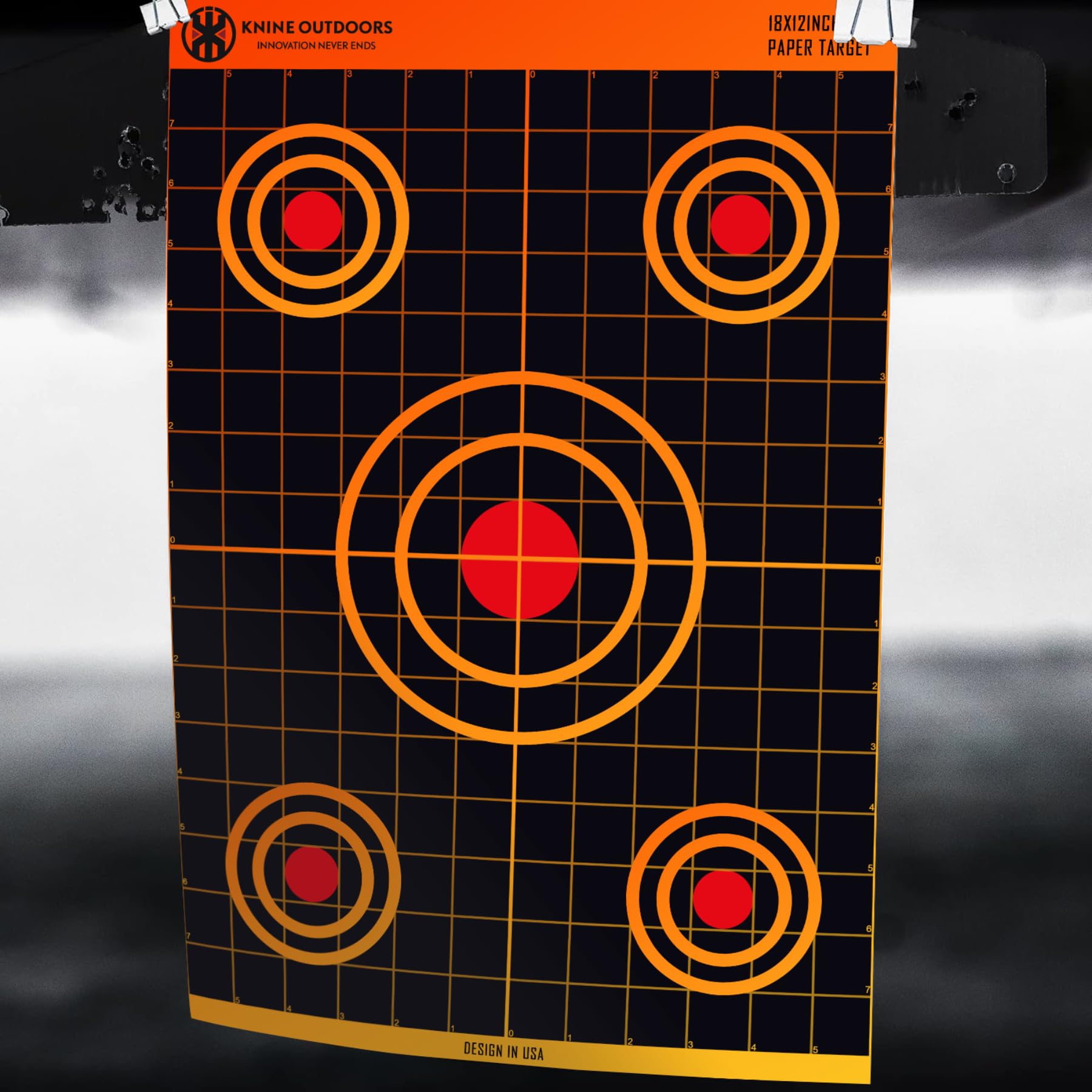 KNINE OUTDOORS Shooting Paper Targets for Shooting Range, 12x18 inch, Bulk for Hunting, Handguns, Pistols, Rifles, Axis Design (50 Pack)