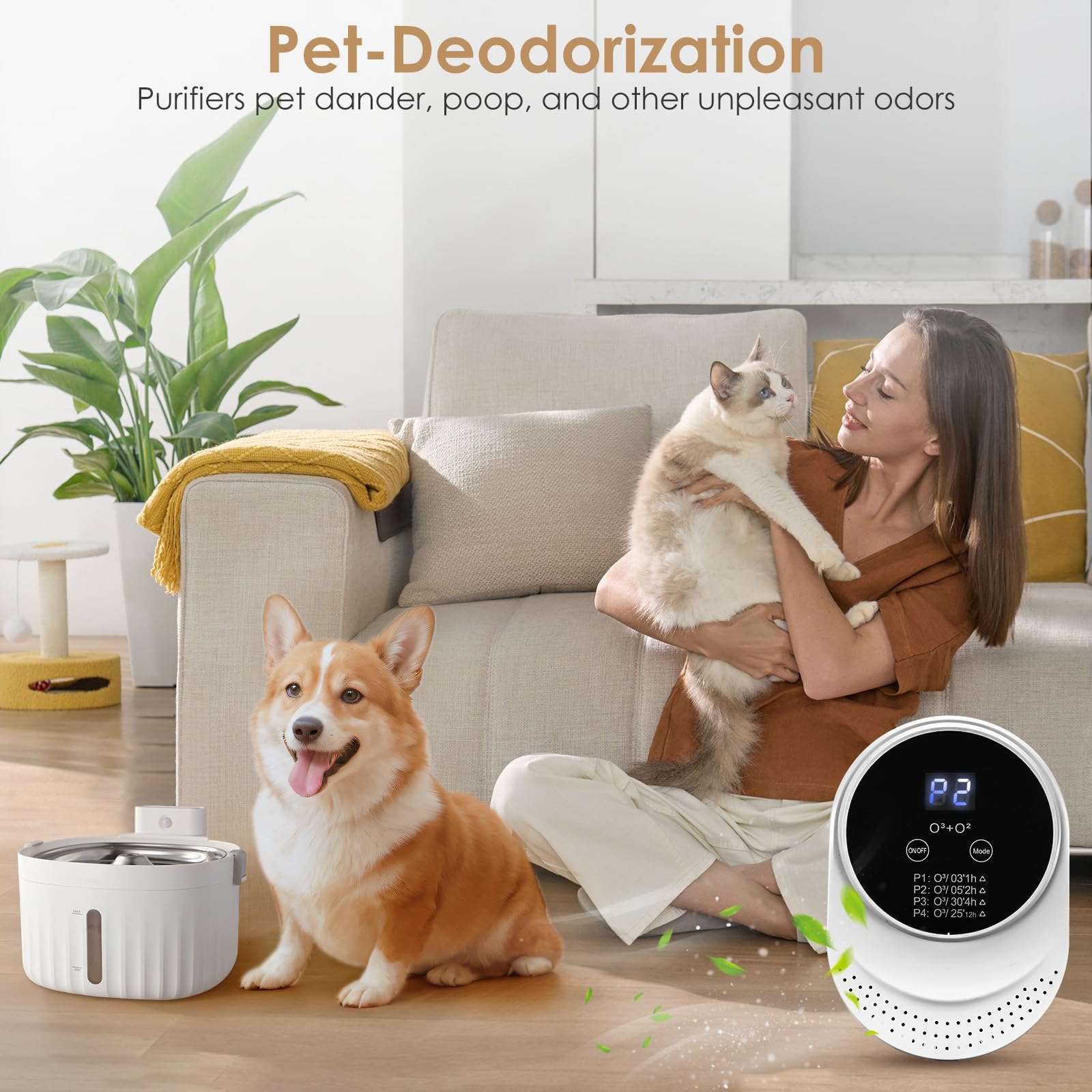 PVACG Cat Litter Deodorizer for Litter Box Plug In Air Fresheners for Home Ionizer Air Purifier for Strong Odor Portable Air Cleaner for Bathroom Toilet Living Room Kitchen Pets House Car (1)
