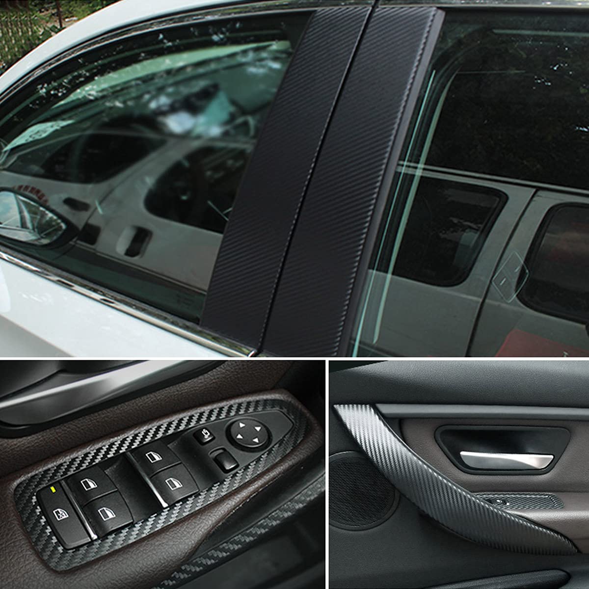 aohua Center Console Dashboard Vinyl Wrap Cover Matte Black Carbon Fiber Interior Pre-Cut Armrest Console Panel Protective Decoration Sticker Accessories for BMW 3 Series/4 series/F30 F31 F32 F34 F36