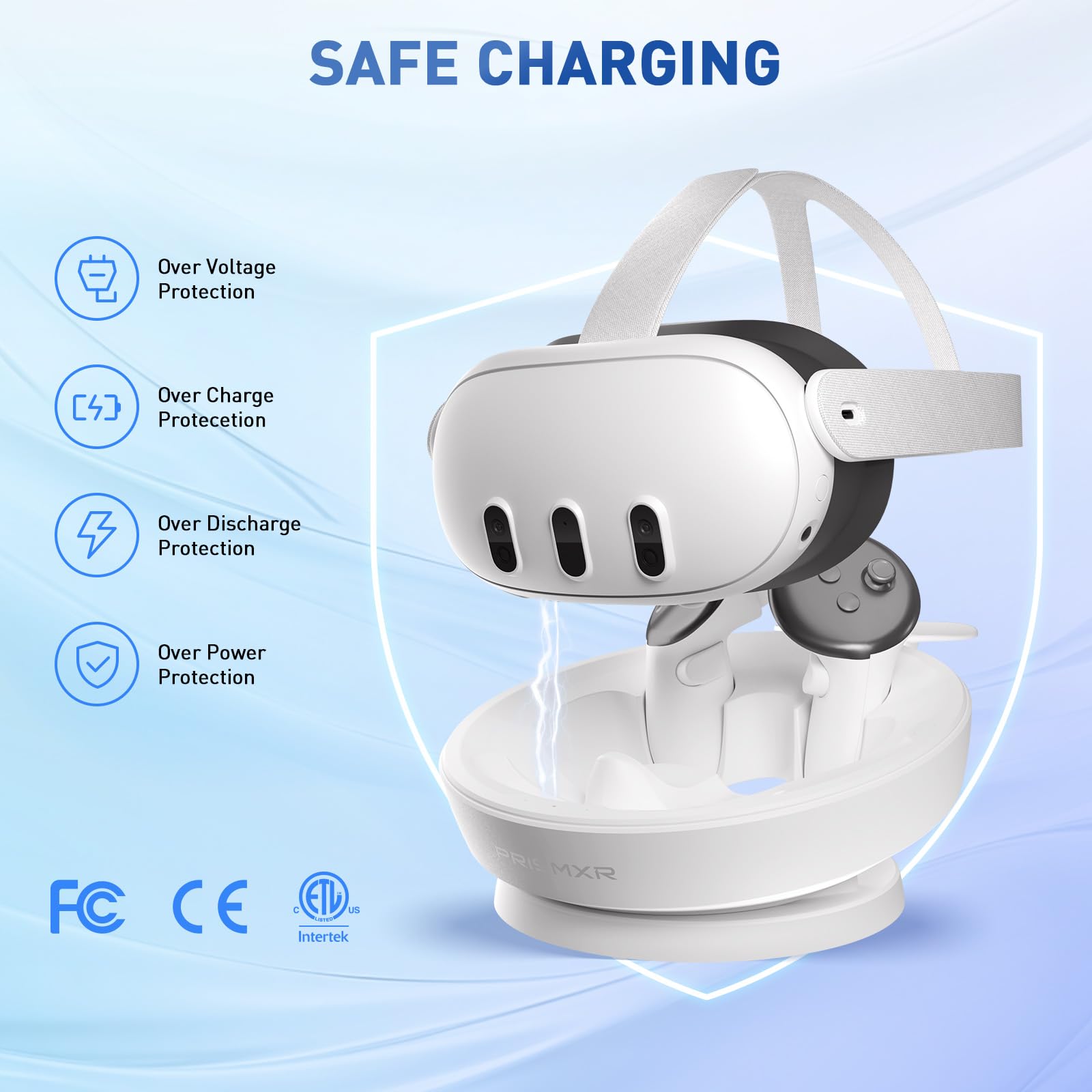PRISMXR Charging Dock Compatible with Meta Quest 3 Accessories Fast Charging Station for Oculus Quest 3 and Controllers with 2 Rechargeable Batteries (Carina D1)