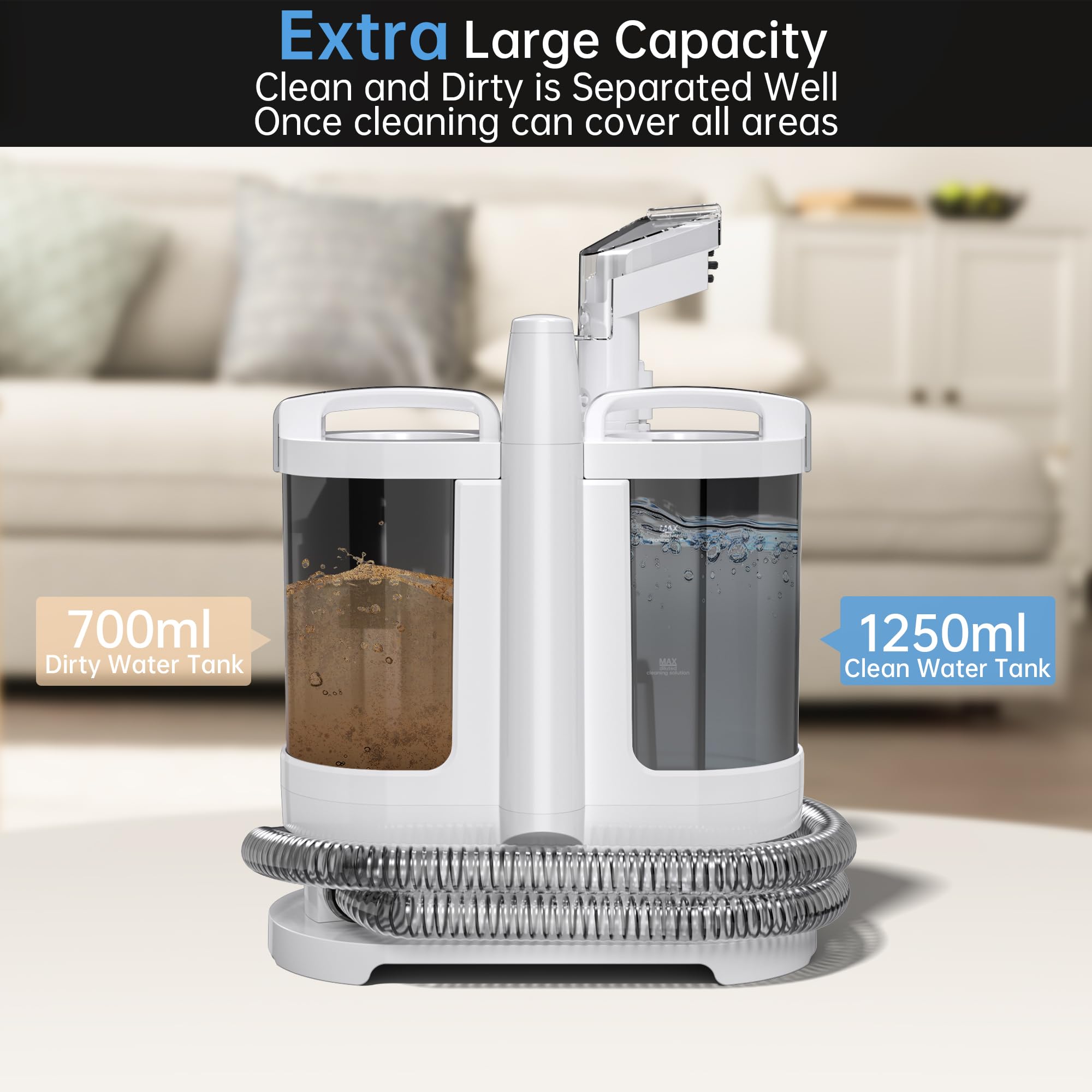 Carpet Cleaner Machine,18Kpa Upgraded Portable Carpet Upholstery Cleaner Machine,500W Powerful Suction Deep Spot Cleaning Machines for Couch,Car Seats,Upholstery&Furniture