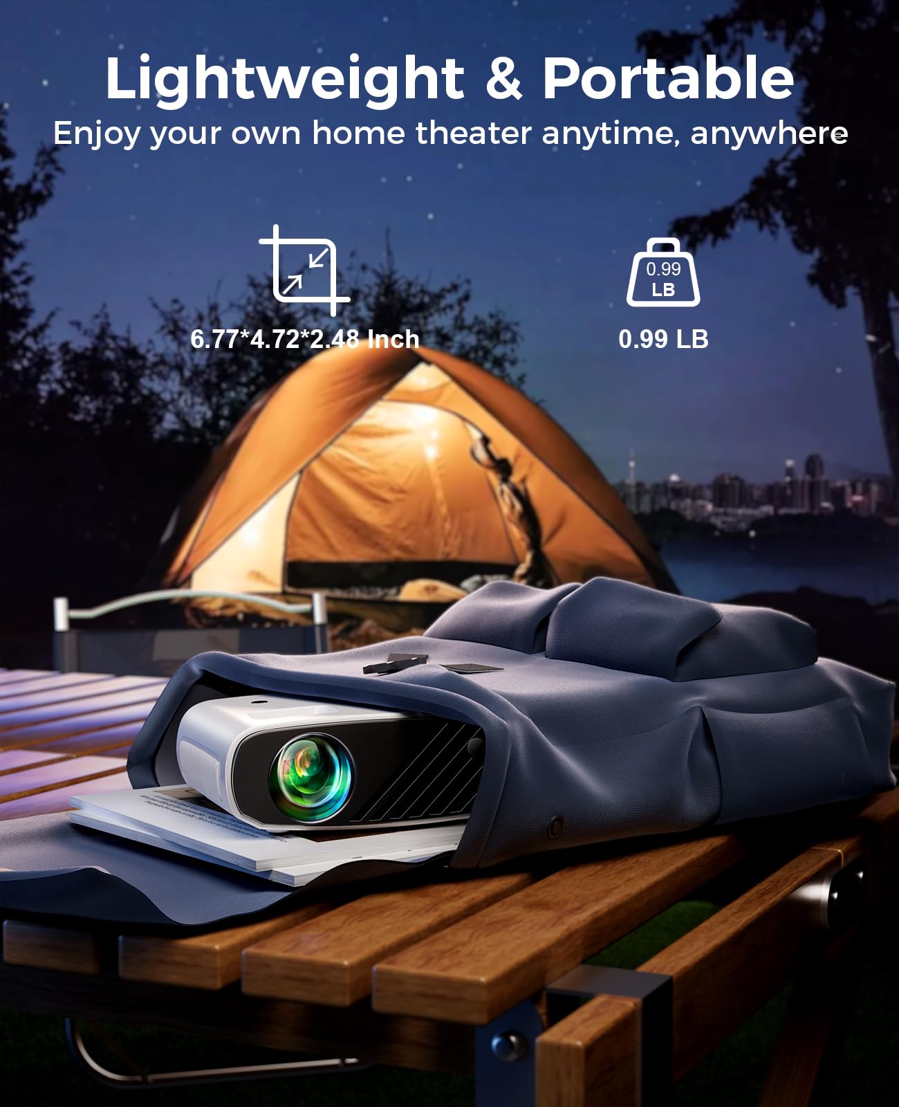 Mini Projector for iPhone, ELEPHAS 2024 Upgraded 1080P HD Projector, 8000L Portable Projector with Tripod, Movie Projector Compatible with Android/iOS/Windows/TV Stick/HDMI/USB