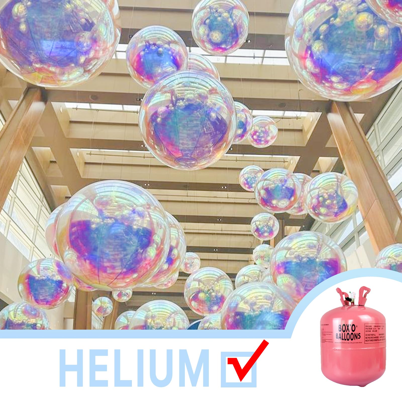 PartyWoo Iridescent Foil Balloons 20pcs Different Sizes Pack of 22 12 10 Inch Large Round Foil Orbz 4D Inflatable Mirror Ball Mylar Balloons for Wedding Anniversary Birthday Disco Party Decorations