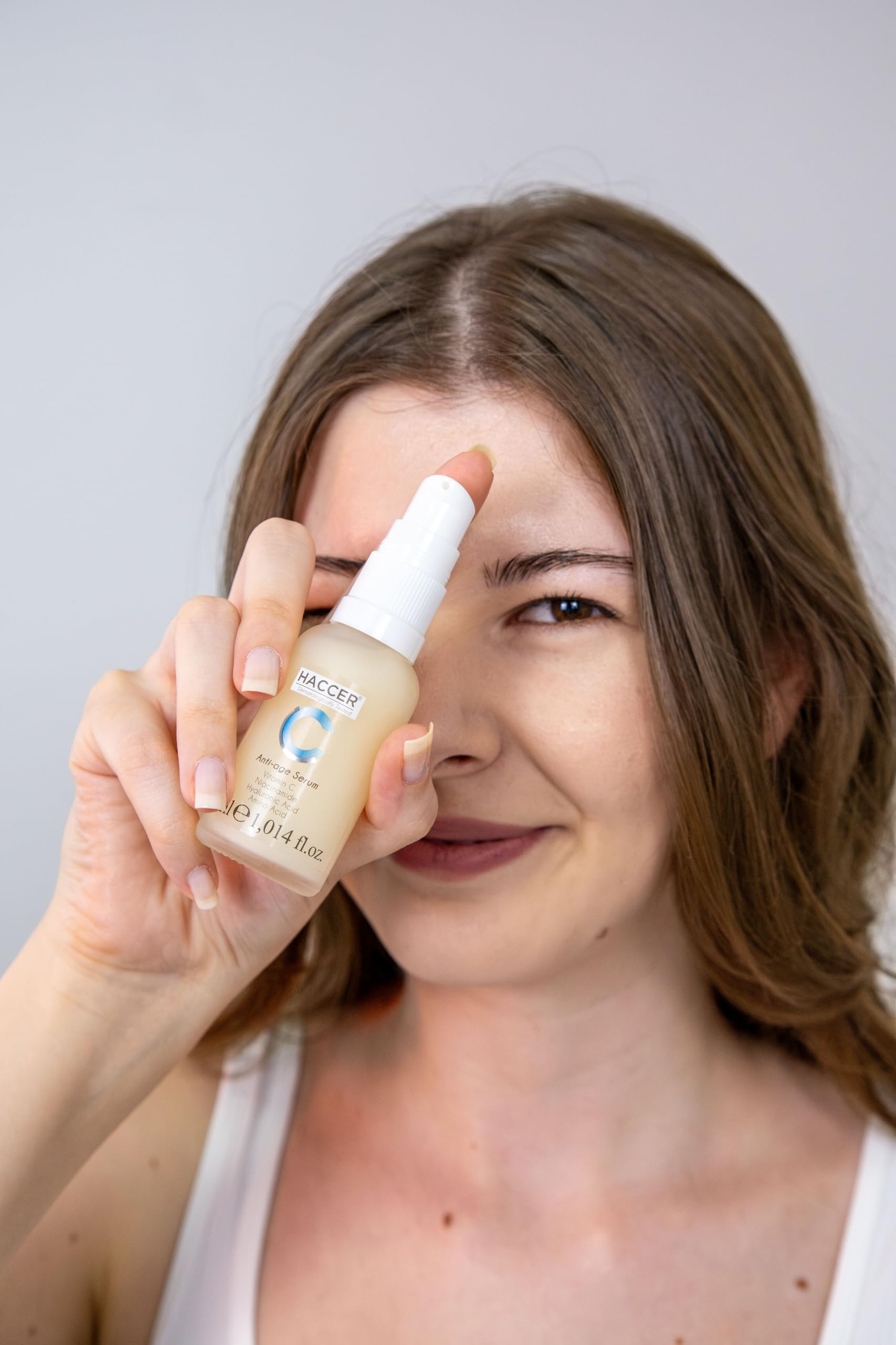 Haccer Anti-Age Serum – Wrinkle Reduction, Skin Firming & Hydration Elasticity Boost with Hyaluronic Acid,Vitamin C & Peptides – Paraben-Free Tested Anti-Wrinkle Serum Youthful Skin 50ml