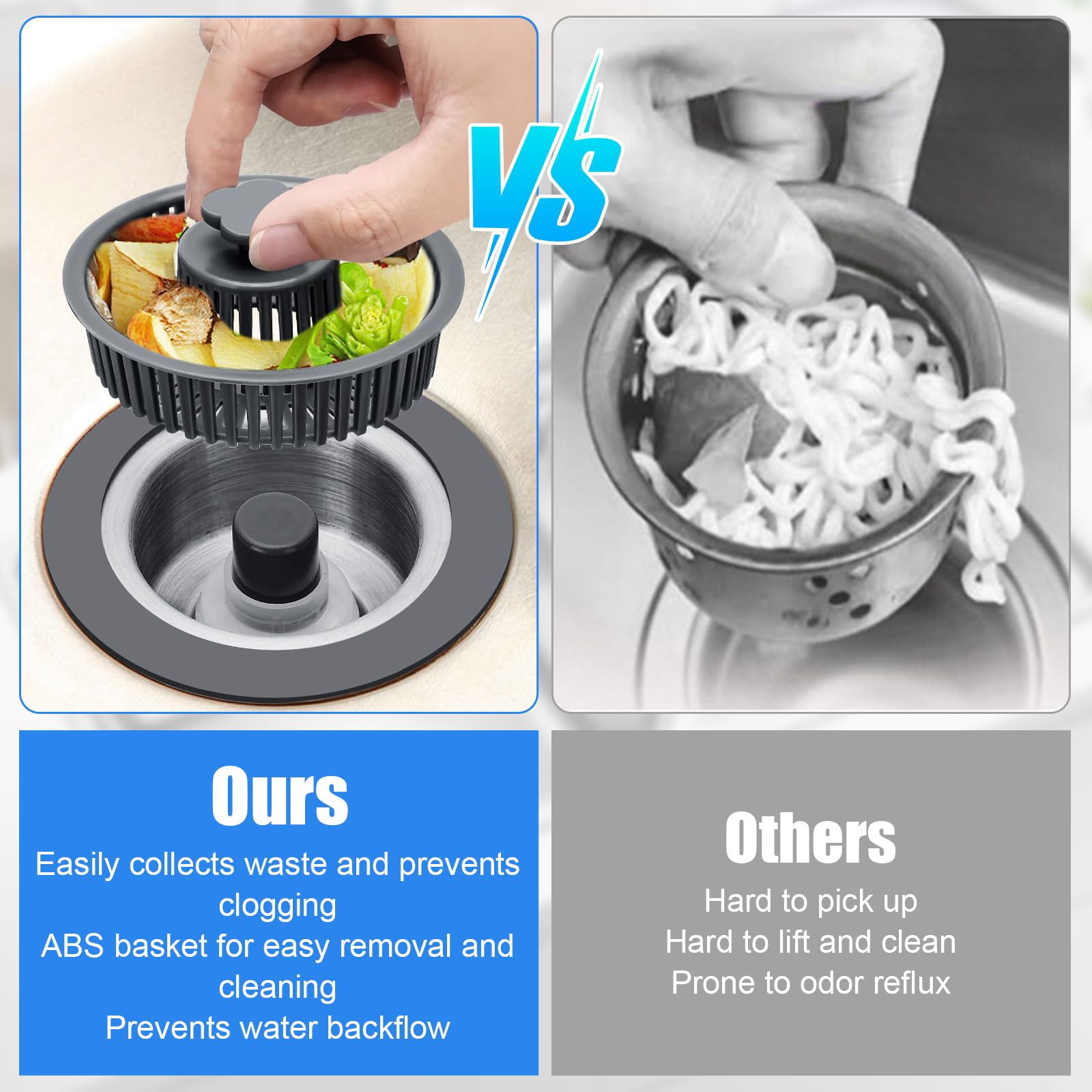 Kitchen Sink Drain Strainer, Augot New Upgraded Sink Drain Strainer & Stopper Kit Stainless Steel Pop Up Drain Stopper with Strainer Basket, Fast Drainage Sink Strainer for Standard 3-1/2 Inch Drain