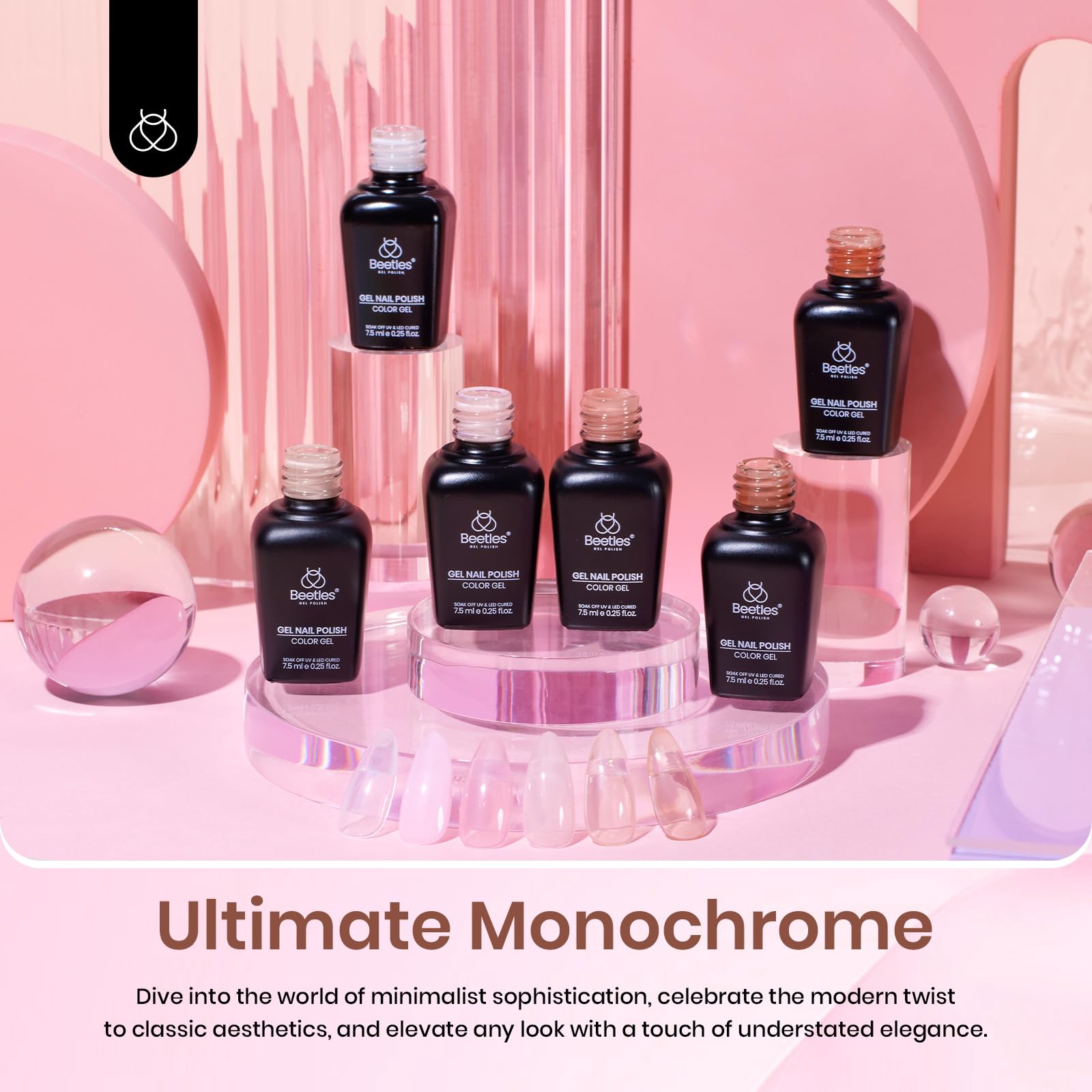 Beetles Gel Polish 6 Colors Jelly Winter Gel Nail Polish Set Gift, Milky White Sheer Pink Nude Brown Translucent Soak Off Uv Nail Gel Diy Art for Girls Women Ultimate Monochrome Collection