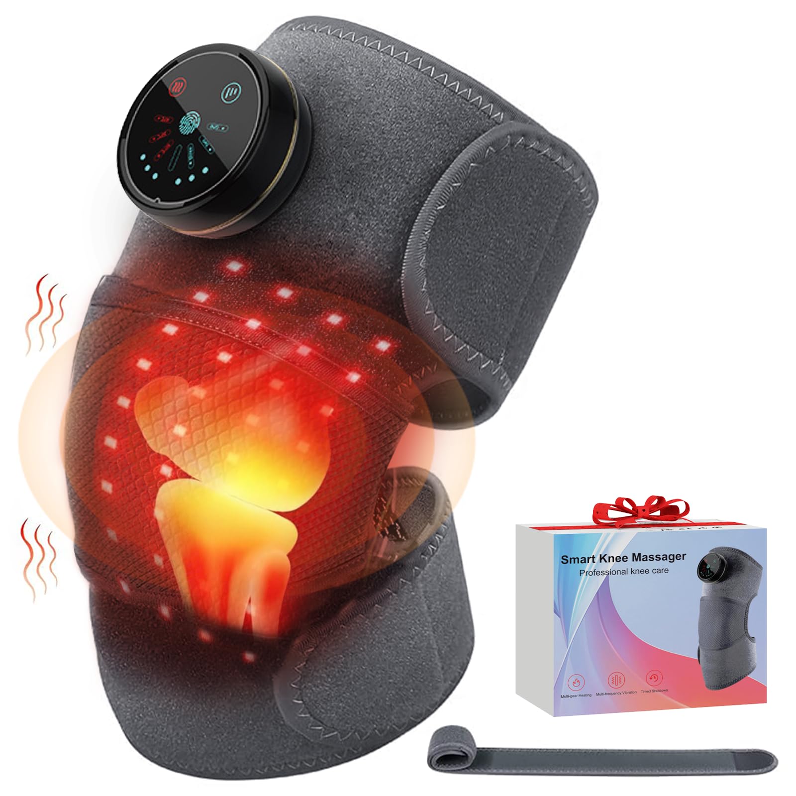Xllent Heating Knee Massager - Knee Shoulder Elbow Massager with Heating Pad for Pain Relief,Christmas Gifts for Men Women Elders(Black