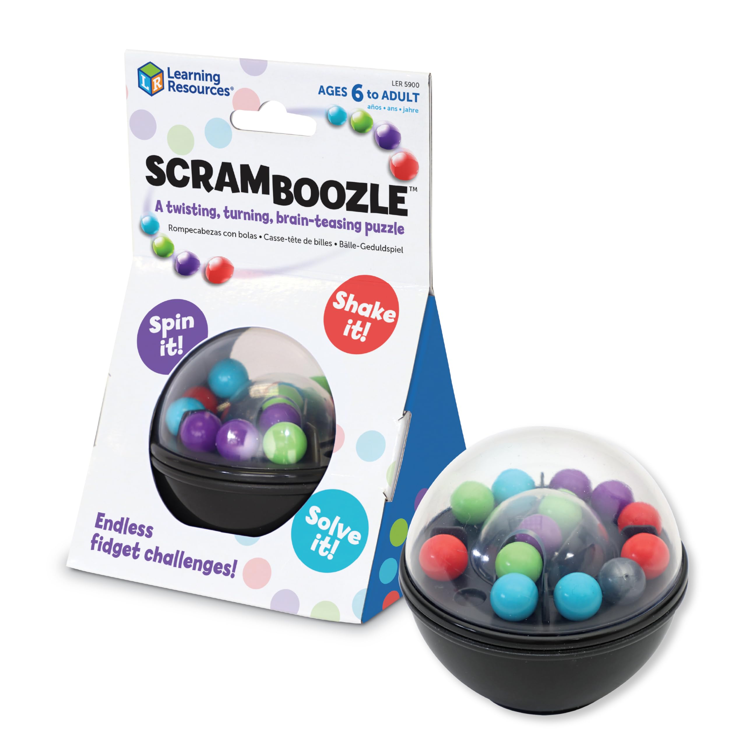 Learning Resources Scramboozle Puzzle Ball - 3D Brain Teasers and Puzzle Games for Kids and Adults, Puzzle Sort Ball Game, Fidget Toys, Travel Games for Ages 6+