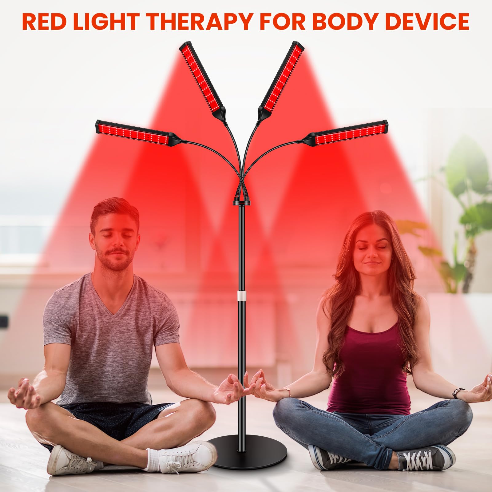 Viconor Red Light Therapy Lamp,4 Head Infrared Light Therapy for Body Device with Adjustable Stand-660nm Red Light&850nm Near Infrared Light Therapy Device for Face,Body,Pain,Skin at Home