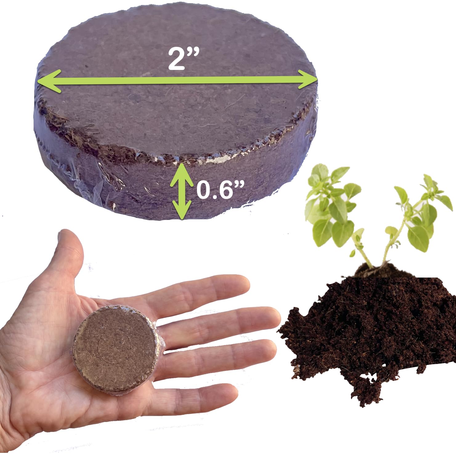 16 Pack Expanding Organic Fiber Soil, Amazing Potting Soil for Indoor Plants & Herbs. Soil Discs Made from Coco Coir. Expands to Fit 3β and 4β Pots.