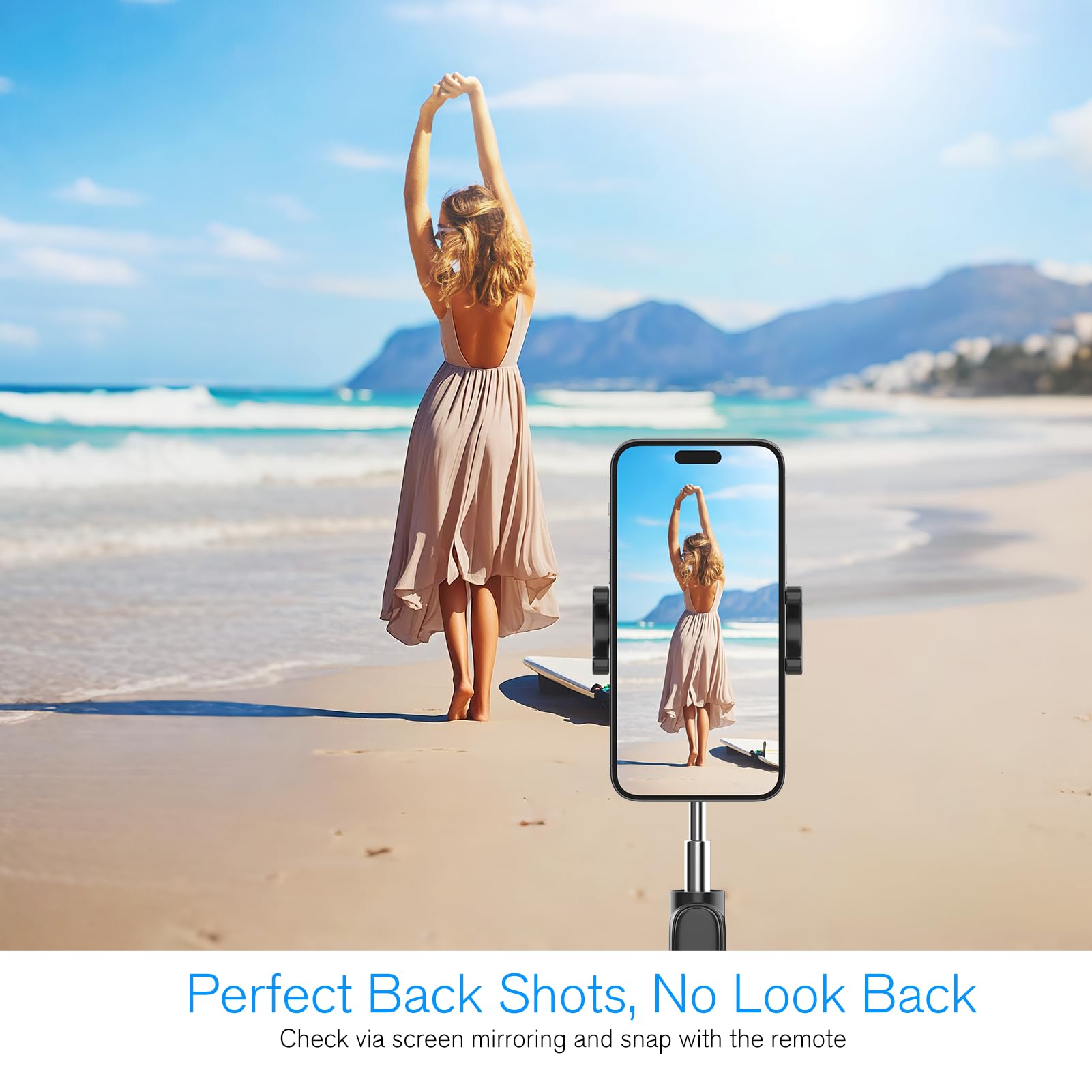 Vlog Selfie Monitor Screen iPhone, 4K 60fps Recording, Wireless Screen Mirroring with Remote Control, Magnetic Fixation, 180° Rotation, 3 Levels of Brightness, Compatible with iPhone & Android