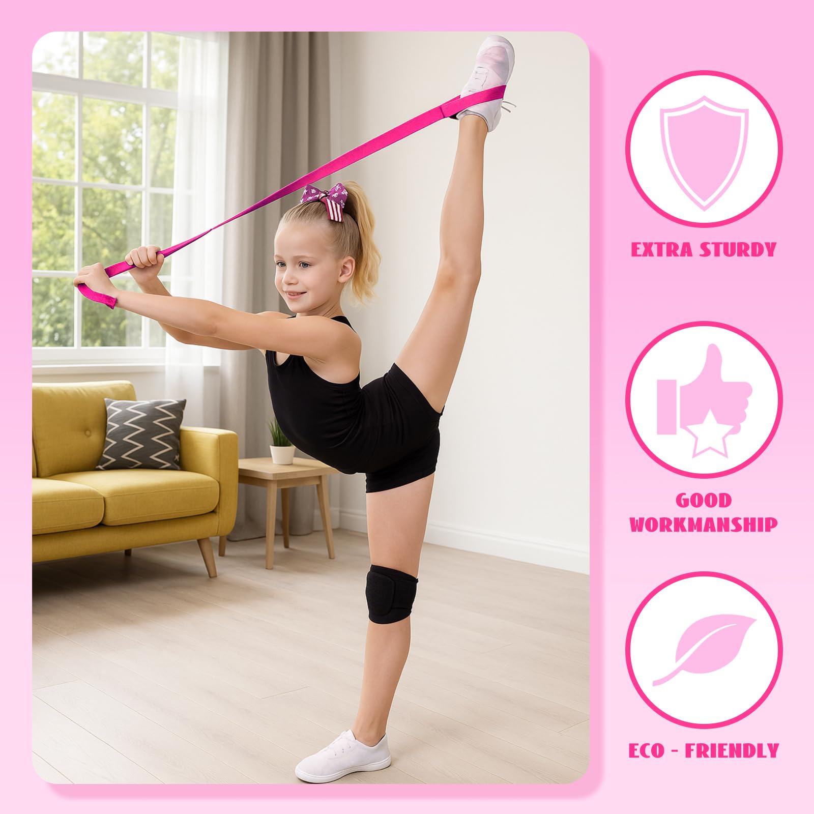 Simgoing 12 Set Stretching Strap for Cheer Cheerleading Stunt Straps Yoga Stretching Strap Improved Flexibility Elastic Stretch Band for Pilates Flexibility Exercise and Gymnastics