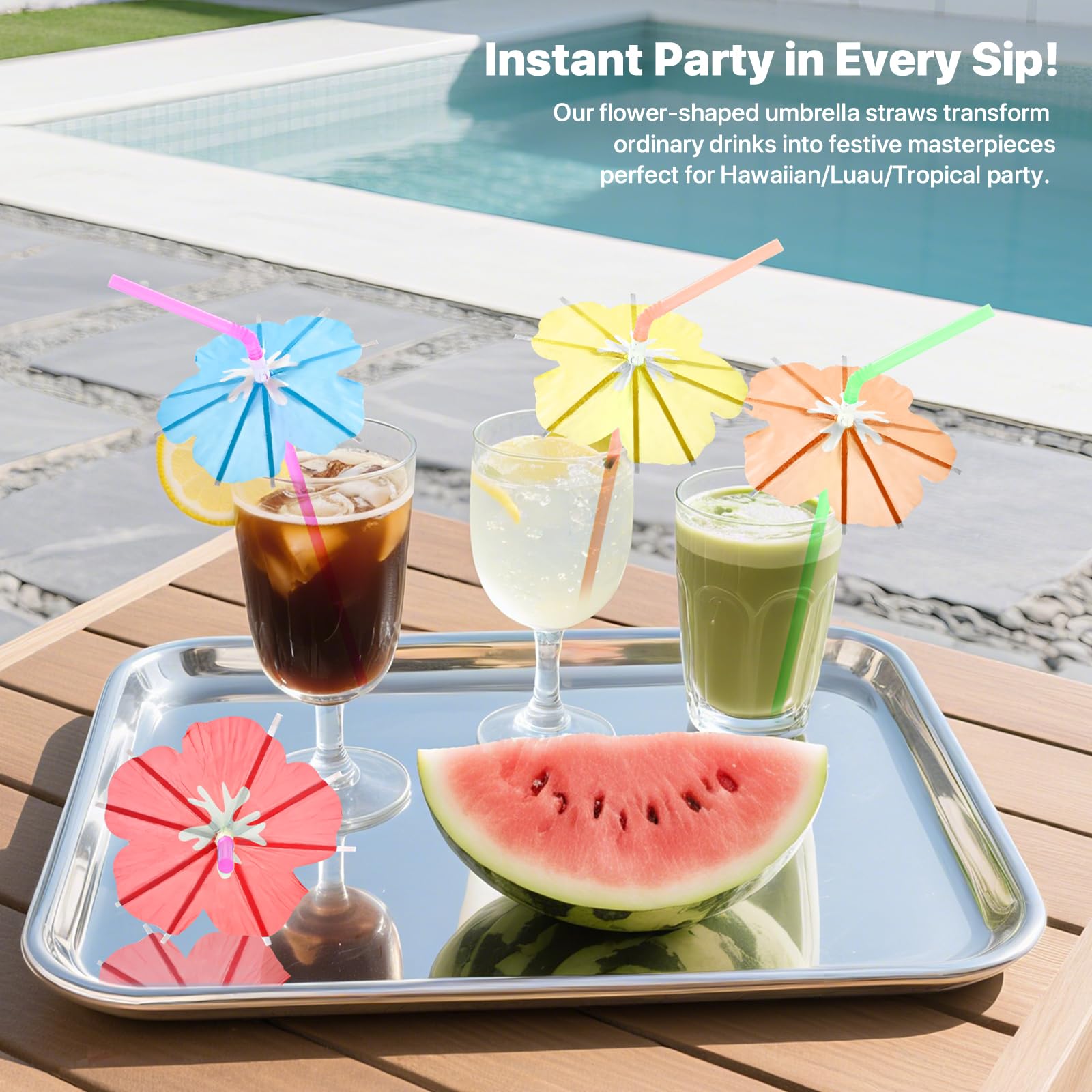 WELLFAR Drink Umbrellas - Umbrella Straws 50 PCS and Umbrella Toothpicks 150 PCS.