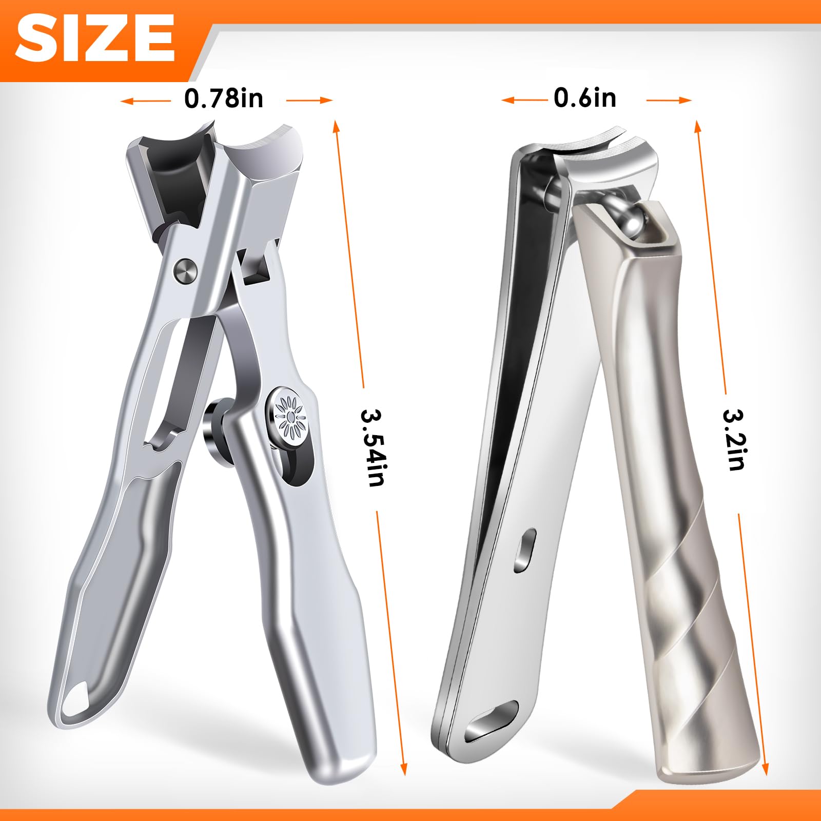Nail Clippers for Men Thick Nails, Large Toenail Clippers for Seniors Thick Toenails with Wide Opening, Ultra Sharp Anti Splash Fingernail Clipper Cutter Long Handle with Catcher
