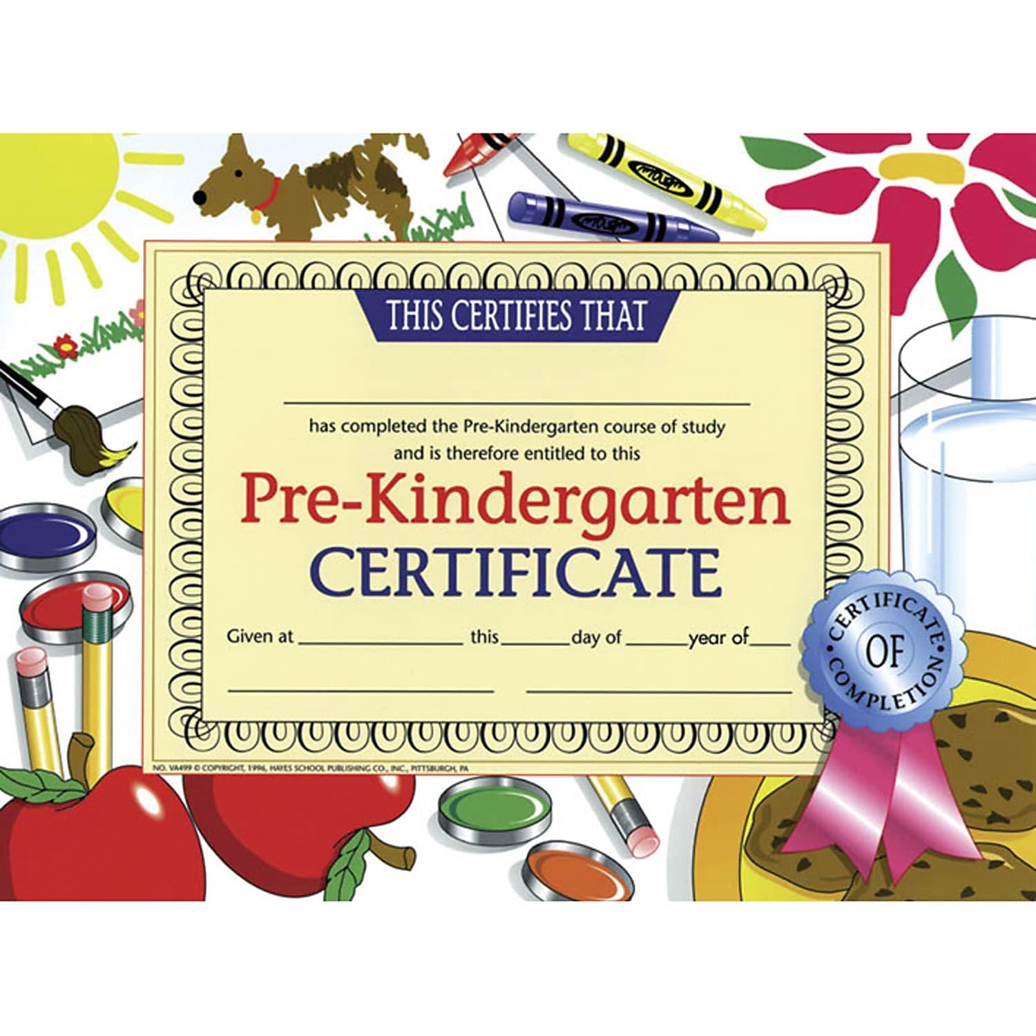 Hayes Pre-Kindergarten Certificate, 8.5" x 11", Pack of 30