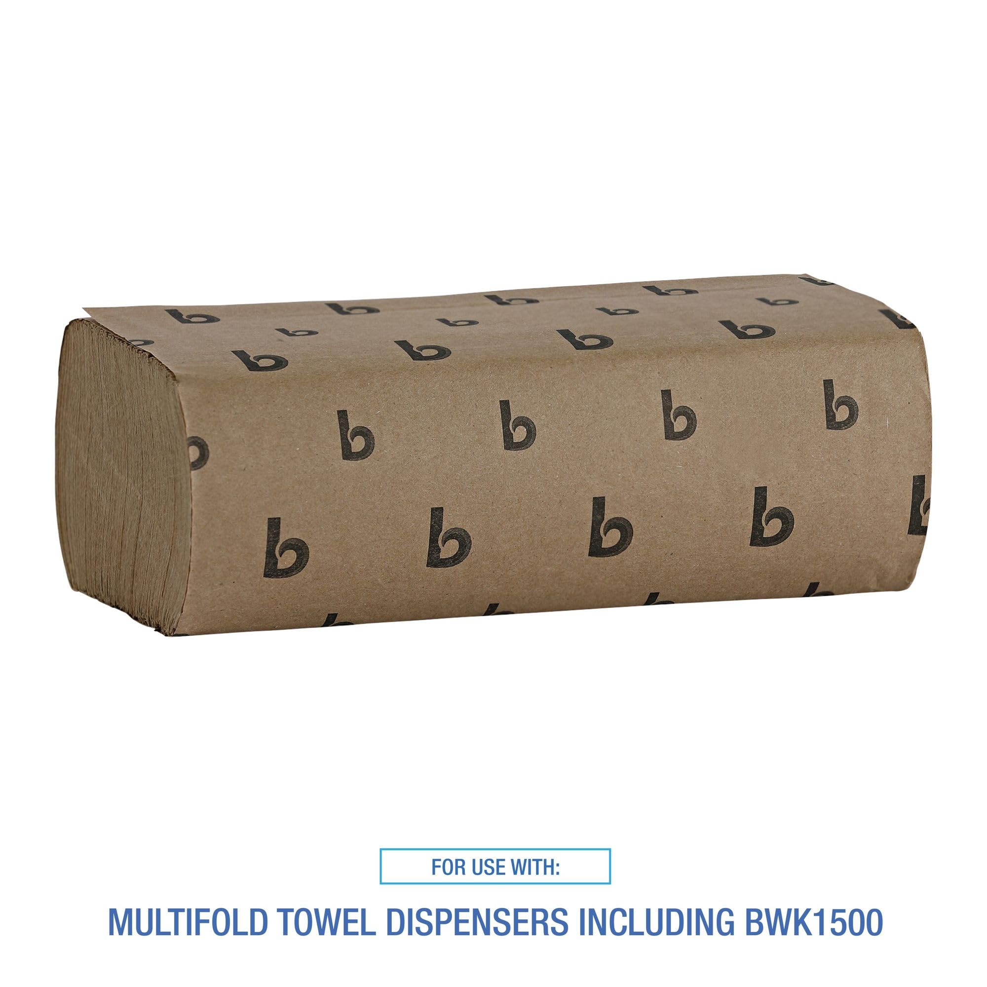 Boardwalk B6202 9 in. x 9-9/20 in. Multifold Paper Towels - Natural (16/Carton)
