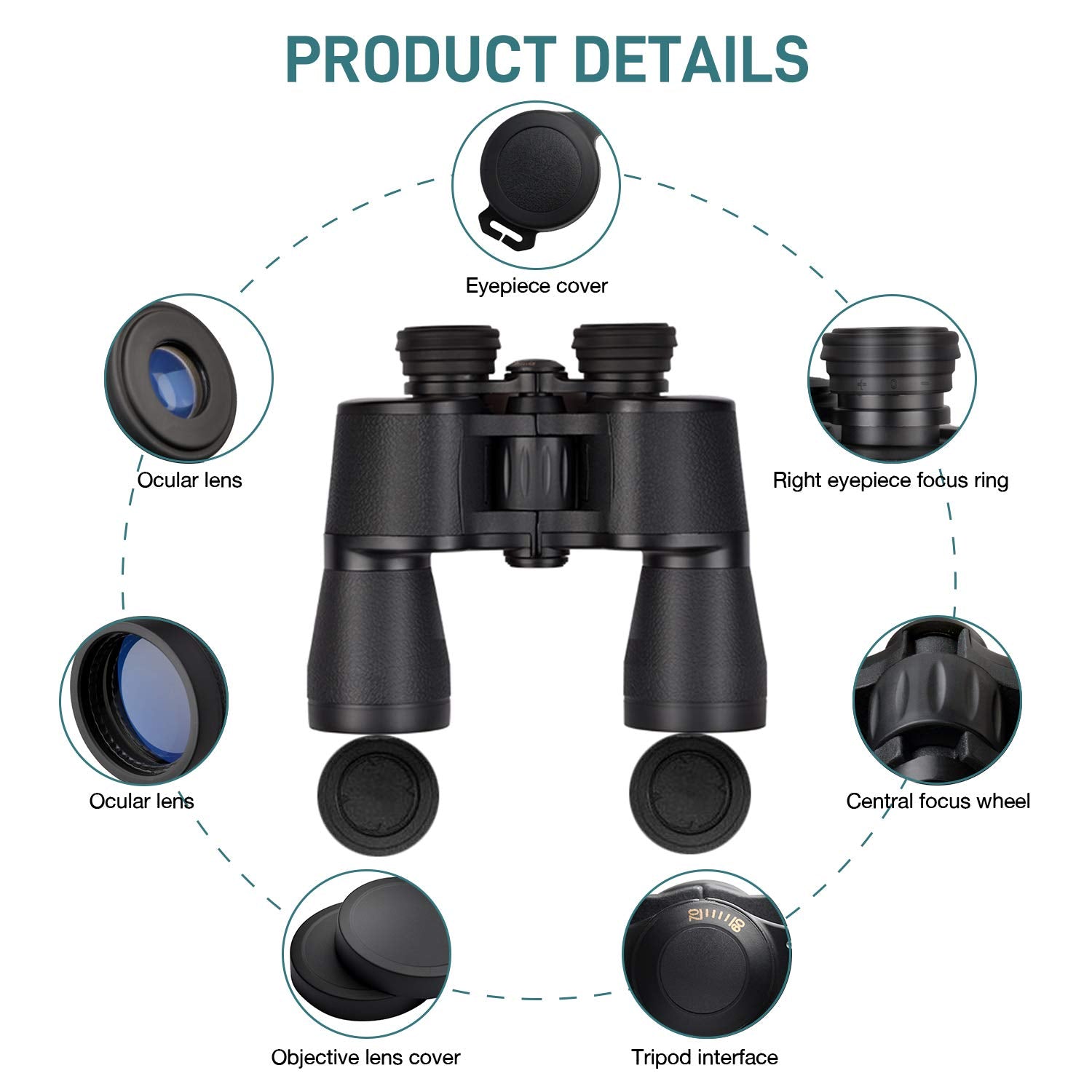 20x50 HD Binoculars for Adults High Powered Professional Waterproof/Compact Binoculars Durable & Clear BAK4 Prism FMC Lens,Bird Watching Binoculars for Adults Outdoor Sports Travel Hunting