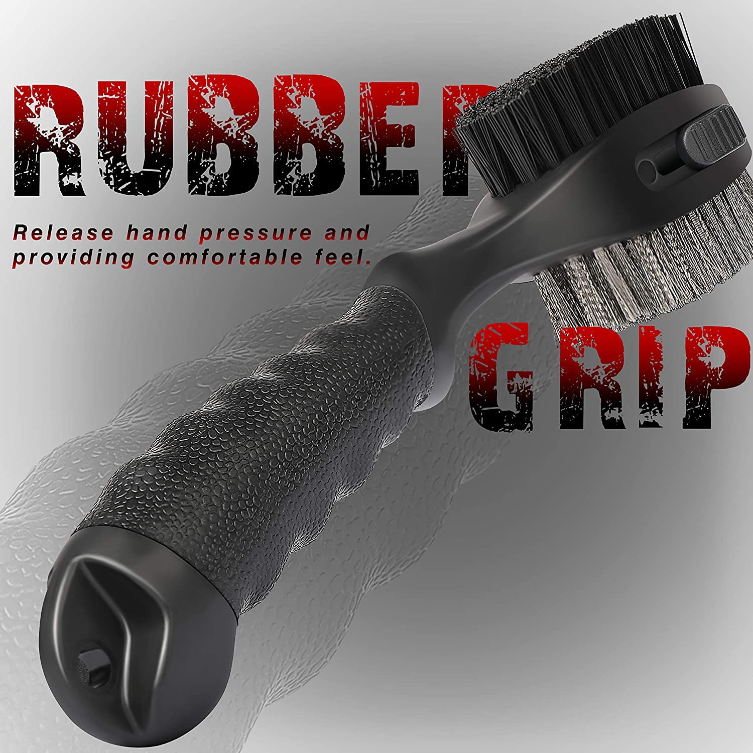 CHAMPKEY PRO Retractable Golf Club Brush | Oversized Brush Head with Soft Rubber Hand Grip & Retractable Groove Cleaner Golf Brush (Black 2 Pcs)