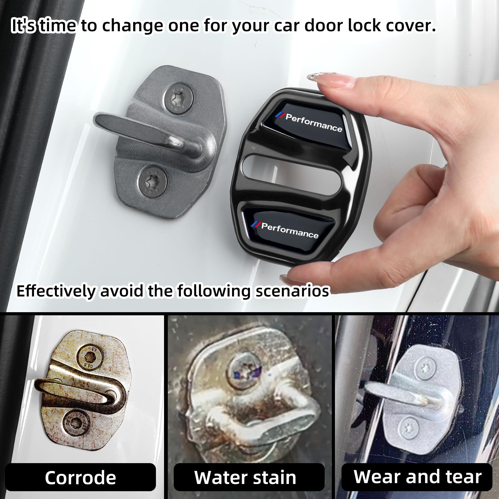 bailongma for BMW Door Lock Cover, Stainless Steel Car Door Lock Latches Cover Protector Compatible with BMW 1 2 3 5 7 Series X1 X2 X3 X4 X5 X6 F25 F48 G20 G30 G11 G12 Car Accessories (Black 4Pcs)