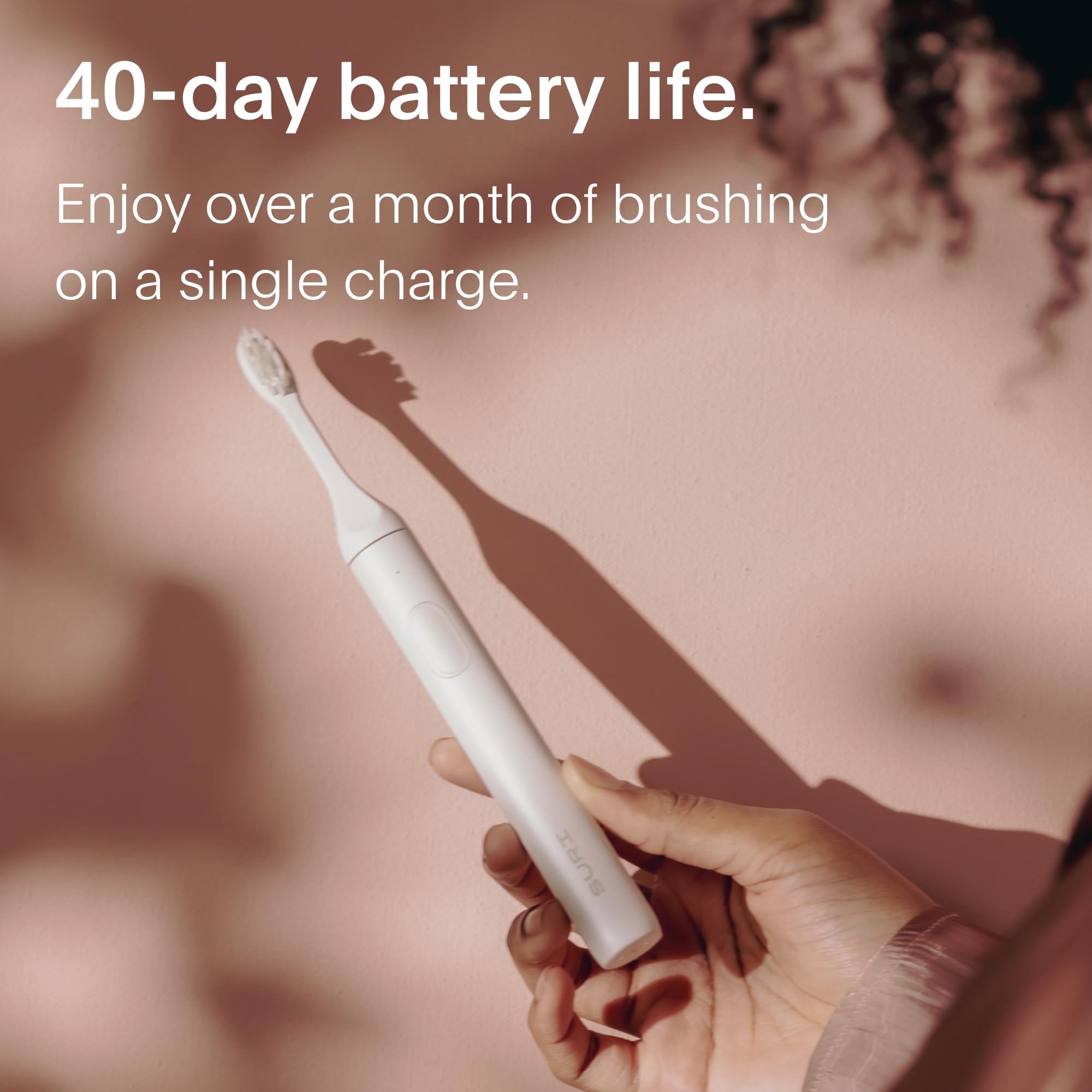 SURI Electric Toothbrush—Sustainable Electric Toothbrushes Adults, Slim Sonic Toothbrush & Accessories, 40-Day Battery, Travel Toothbrush with UV Cleaning Case, Ideal Christmas Gifts for Women & Men