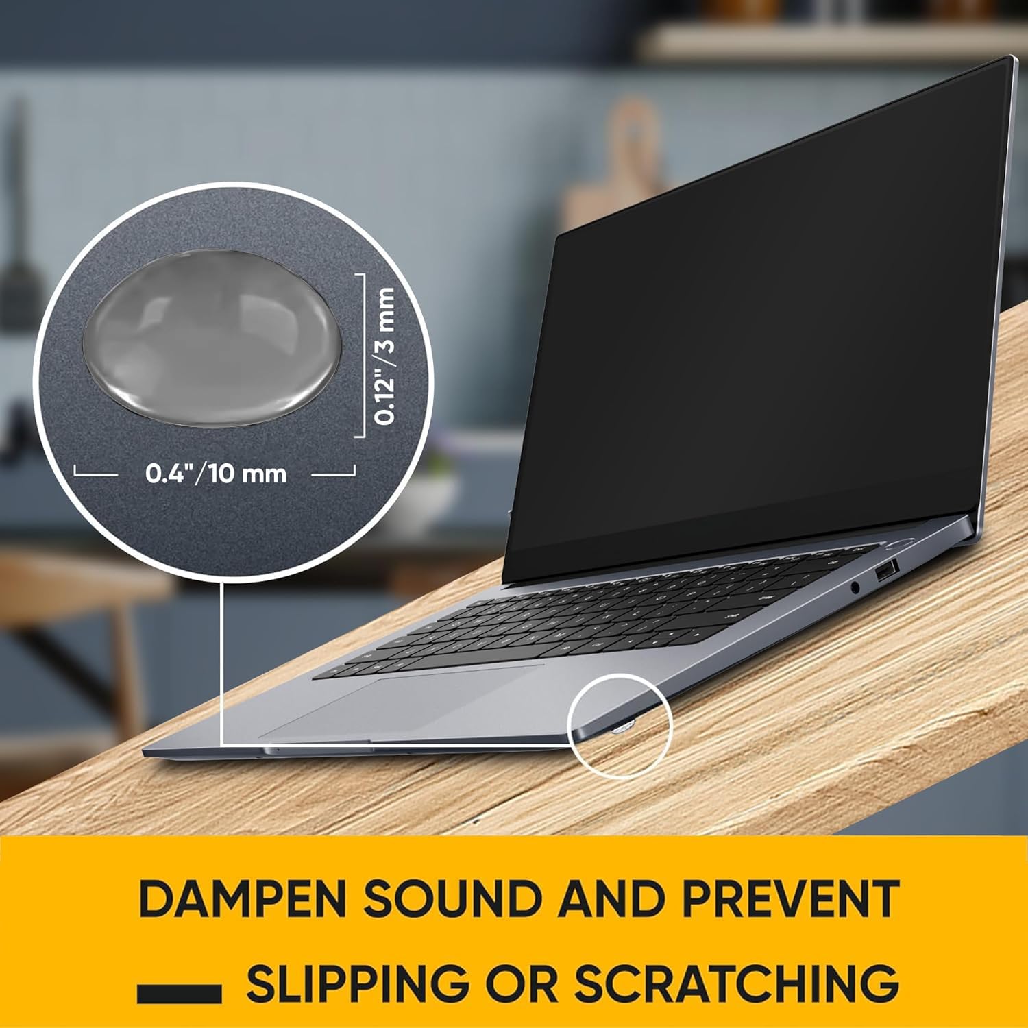 Vellax Cabinet Door Bumpers 128 Pcs - Grey Self Adhesive Pads, Cabinet Stoppers, Rubber Bumpers for Drawers, Cupboards, Cutting Boards, Glass Tops, Picture Frames, Kitchen Furniture (Hemispherical)