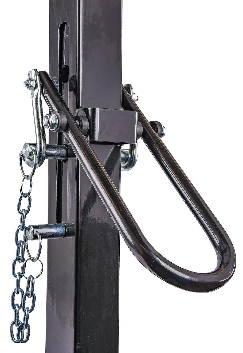 JEGS Adjustable Height Gantry Crane | 1-Ton Capacity | Adjusts from 7’11” to 11’9” in Height | Black Powder Coated Steel | Includes Four 5” Swivel Caster Wheels