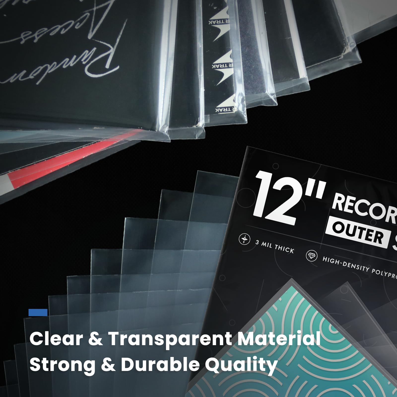 Vinyl Album Covers: 12" LP Vinyl Record Protective Sleeves | Crystal Clear & Durable 3 Mil Thick Record Outer Sleeves, 50 Pcs