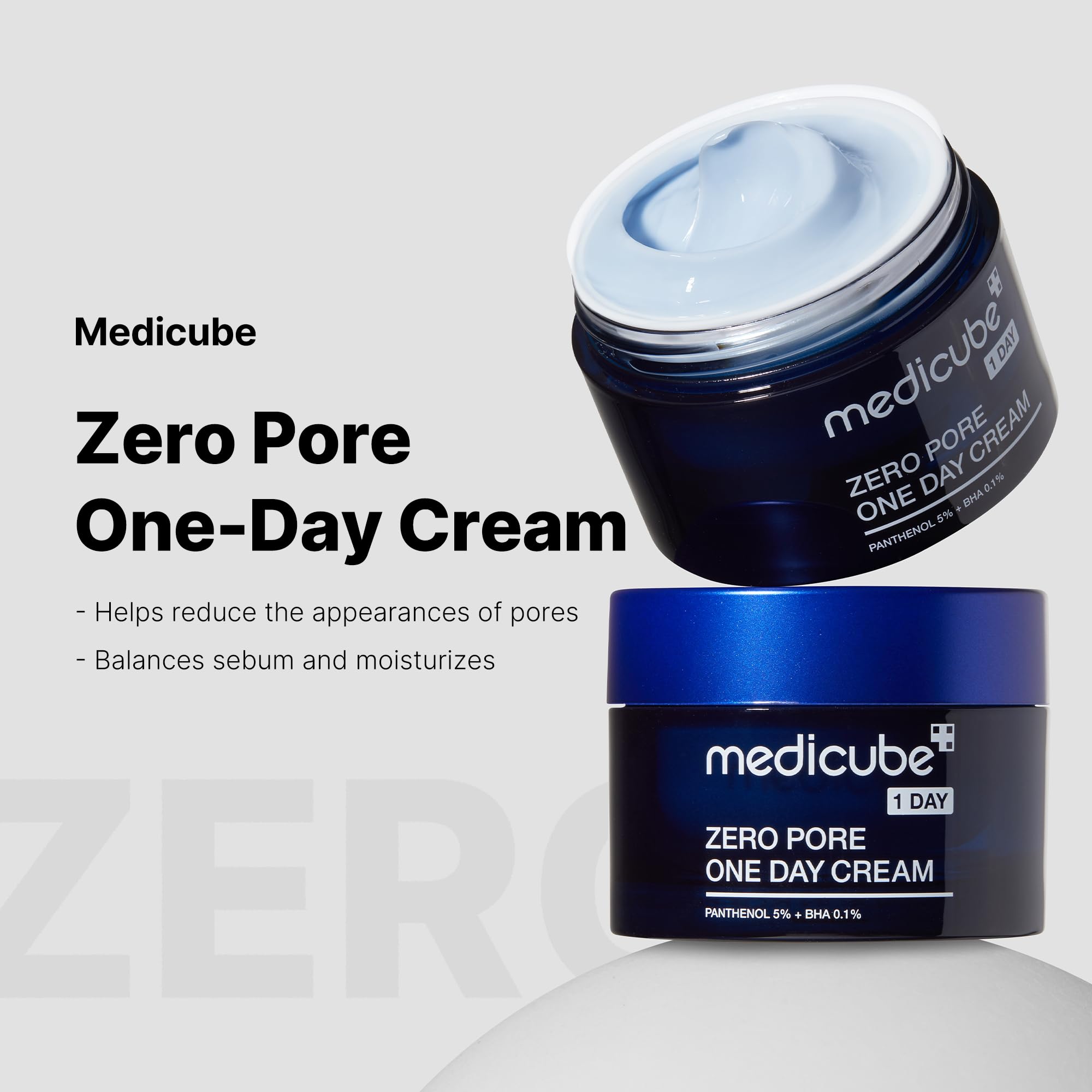 Medicube Zero Pore One-Day Cream 1.7 fl.oz - Visibly Smaller Pores, Controls Excess Oil - Pore Refining Cream with Panthenol, Salicylic Acid, and Niacinamide - Korean Skincare