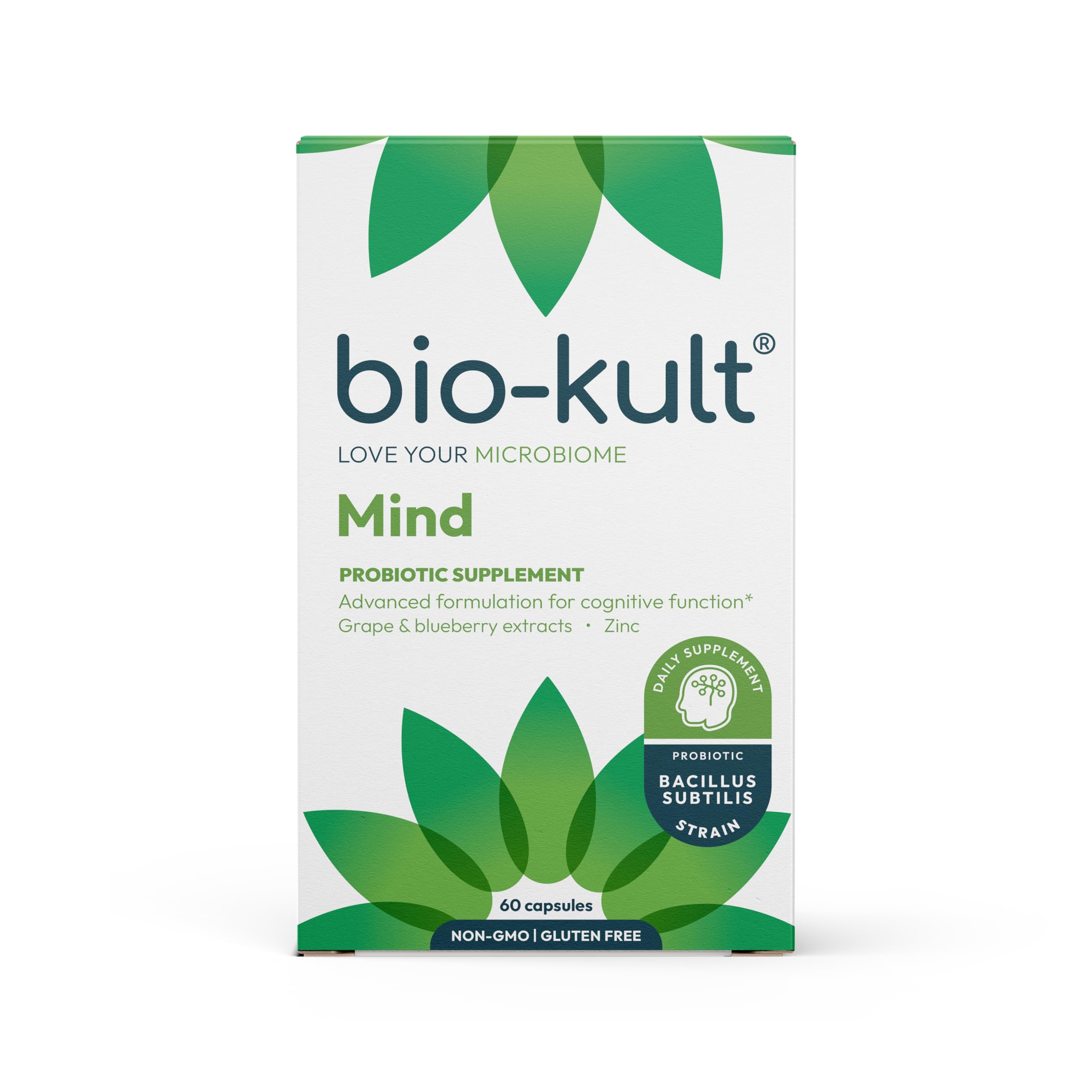 Bio-Kult Mind | Bacillus + Zinc, Grape & Blueberry Extracts | Brain & Gut Support | Cognitive Function | 60 Capsules