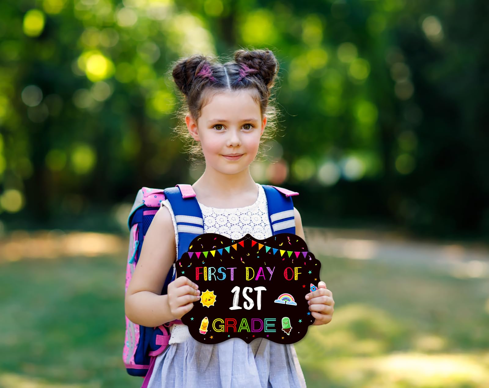 JUESMOS First and Last Day of School Sign Double Sided Back to School Chalkboard Style Photo Prop Signs for Kids Girls Boys Reusable 15 Grades Preschool Kindergarten First Grade Photo Props Supplies