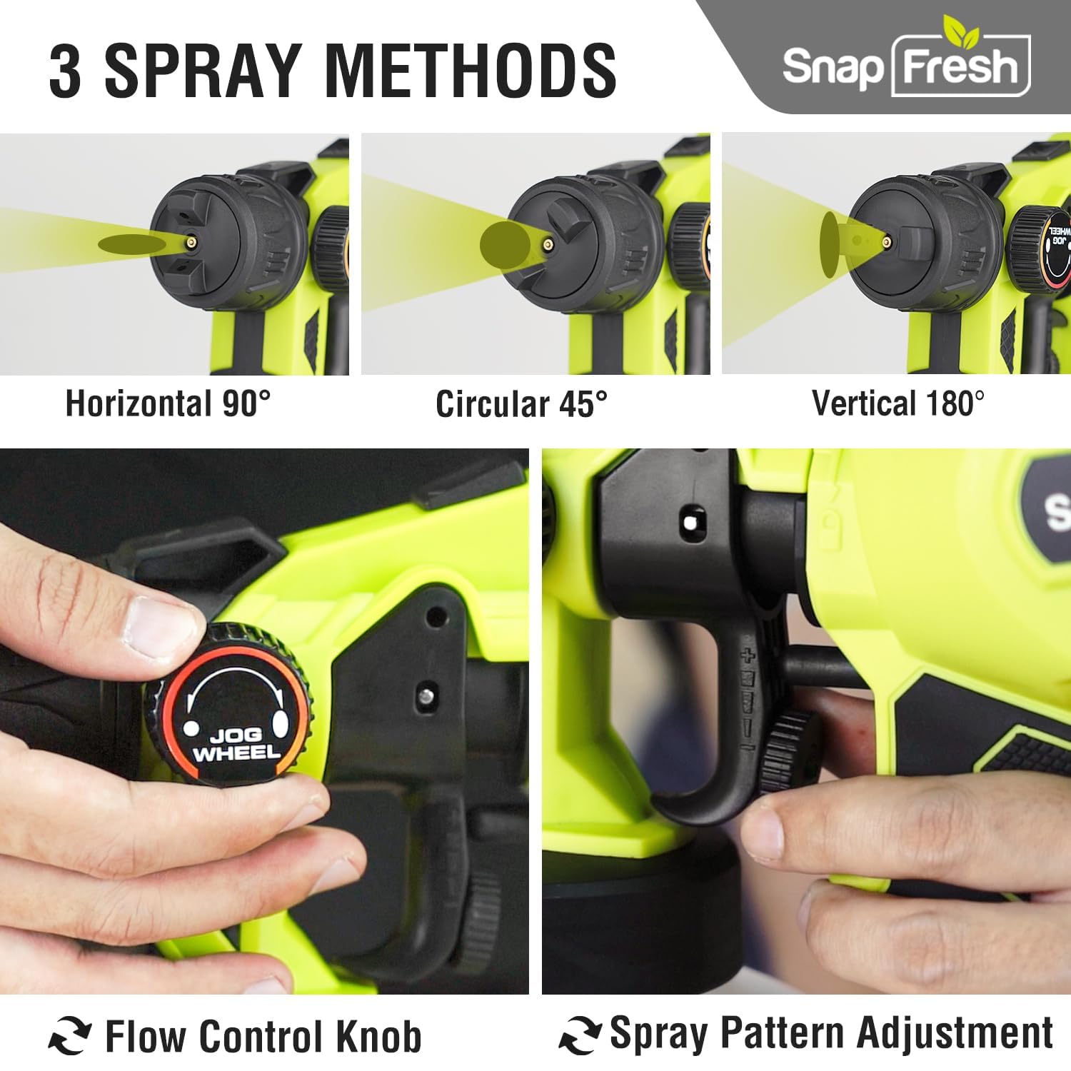 SnapFresh 20V Cordless Electric Paint Sprayer- Powerful Battery Powered HVLP Spray Gun,Lightweight Tool with 3 Nozzles for Home DIY Projects(4.0Ah Battery & Fast Charger Included)