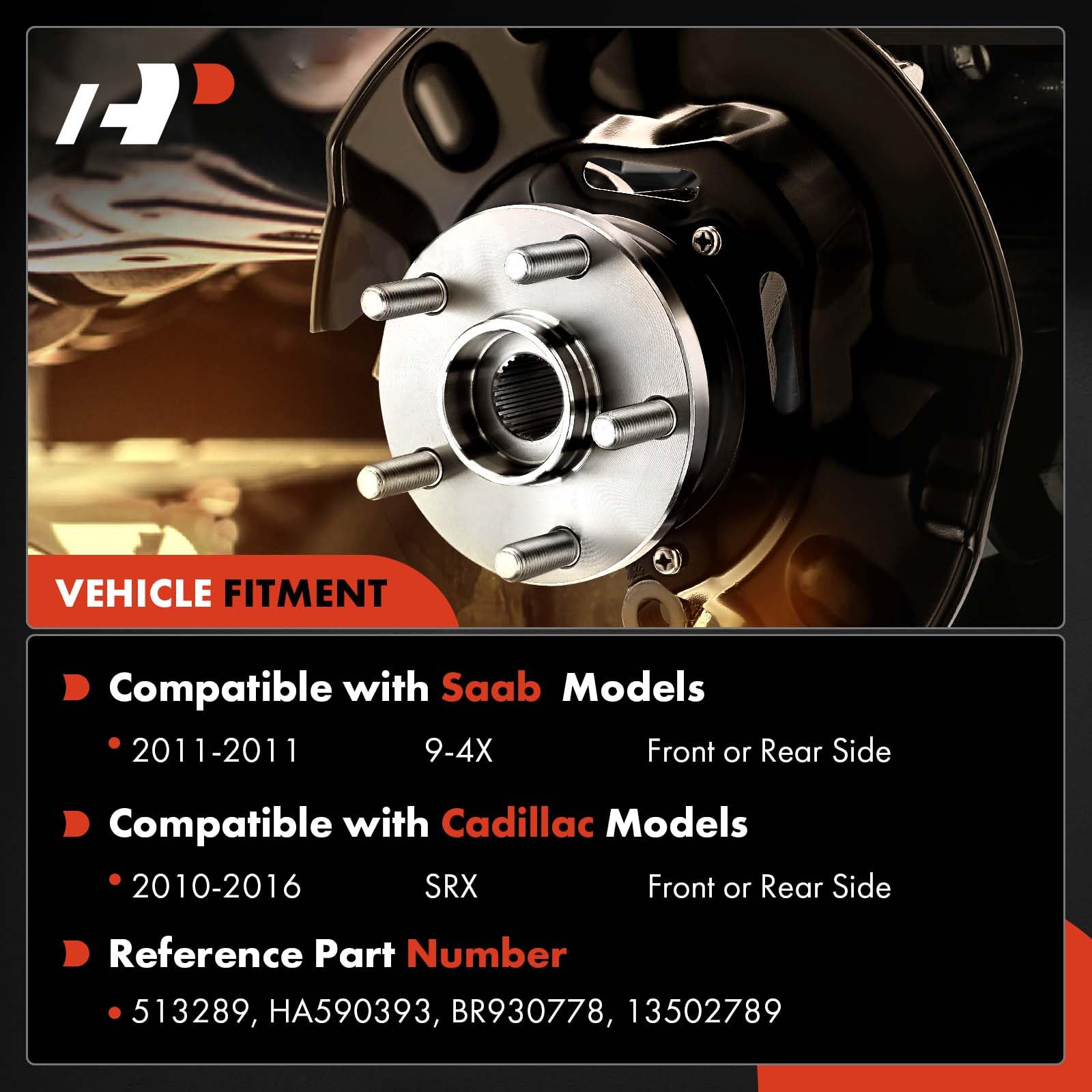 A-Premium 2 x Front or Rear Wheel Bearing and Hub Assembly with 6-Lug Compatible with Cadillac SRX 2010-2016, Saab 9-4X 2011