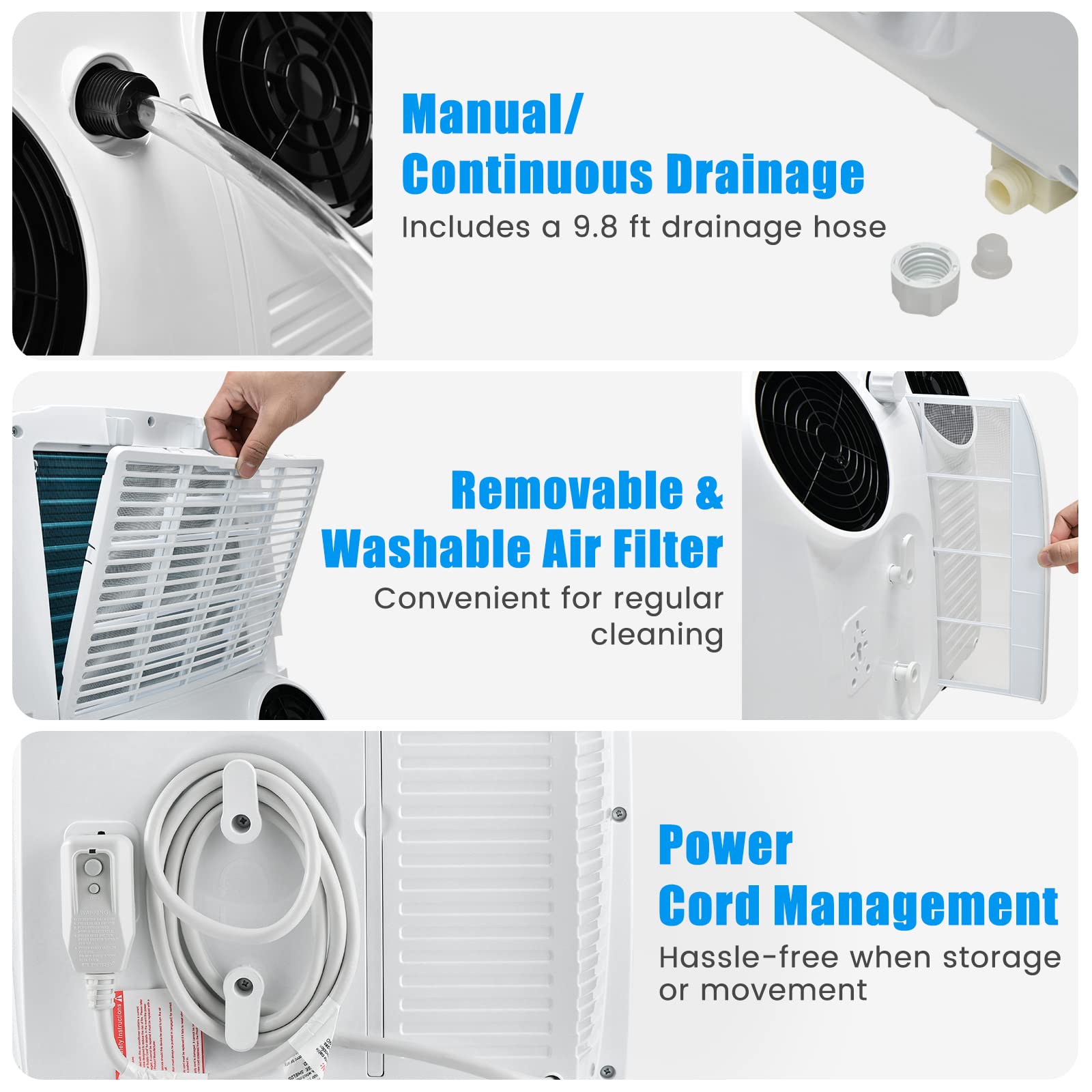 COSTWAY 11,500 BTU Portable Air Conditioner, with Dual Hose, Remote Control, Powerful AC Unit Rooms up to 400 Sq.Ft. with Dehumidifier, Fan, Sleep Mode, 24H Timer & Window Installation Kit